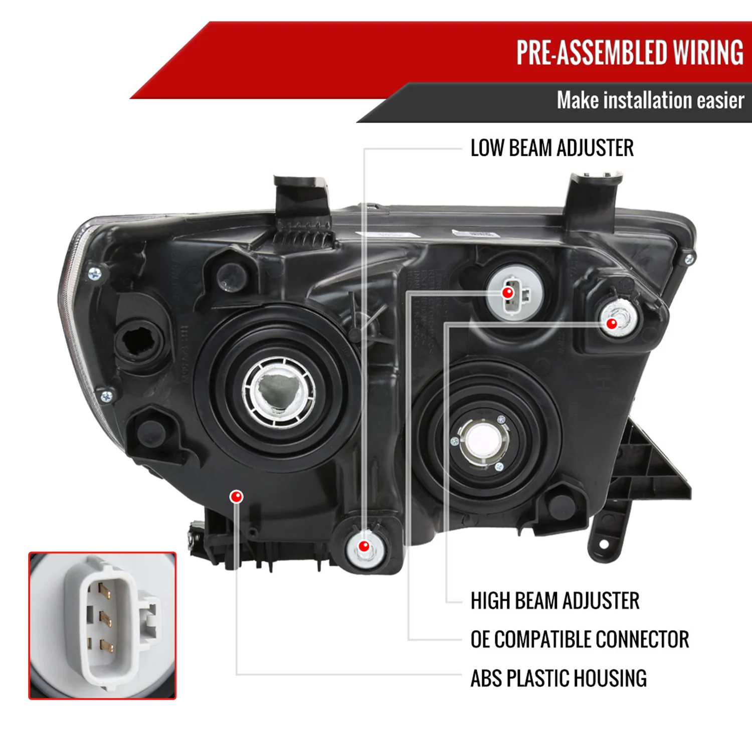 2007-2013 Toyota Tundra/Sequoia Retro LED Tube Headlights LED Signal Black - Image 7