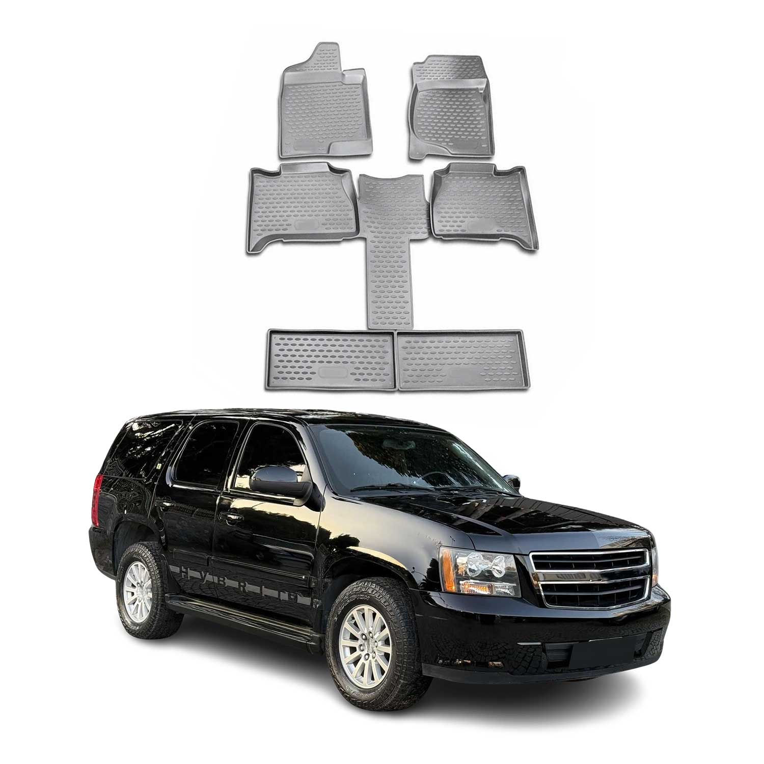 2007-2014 Chevrolet Tahoe Floor Mats Liners Full Set All Weather Gray