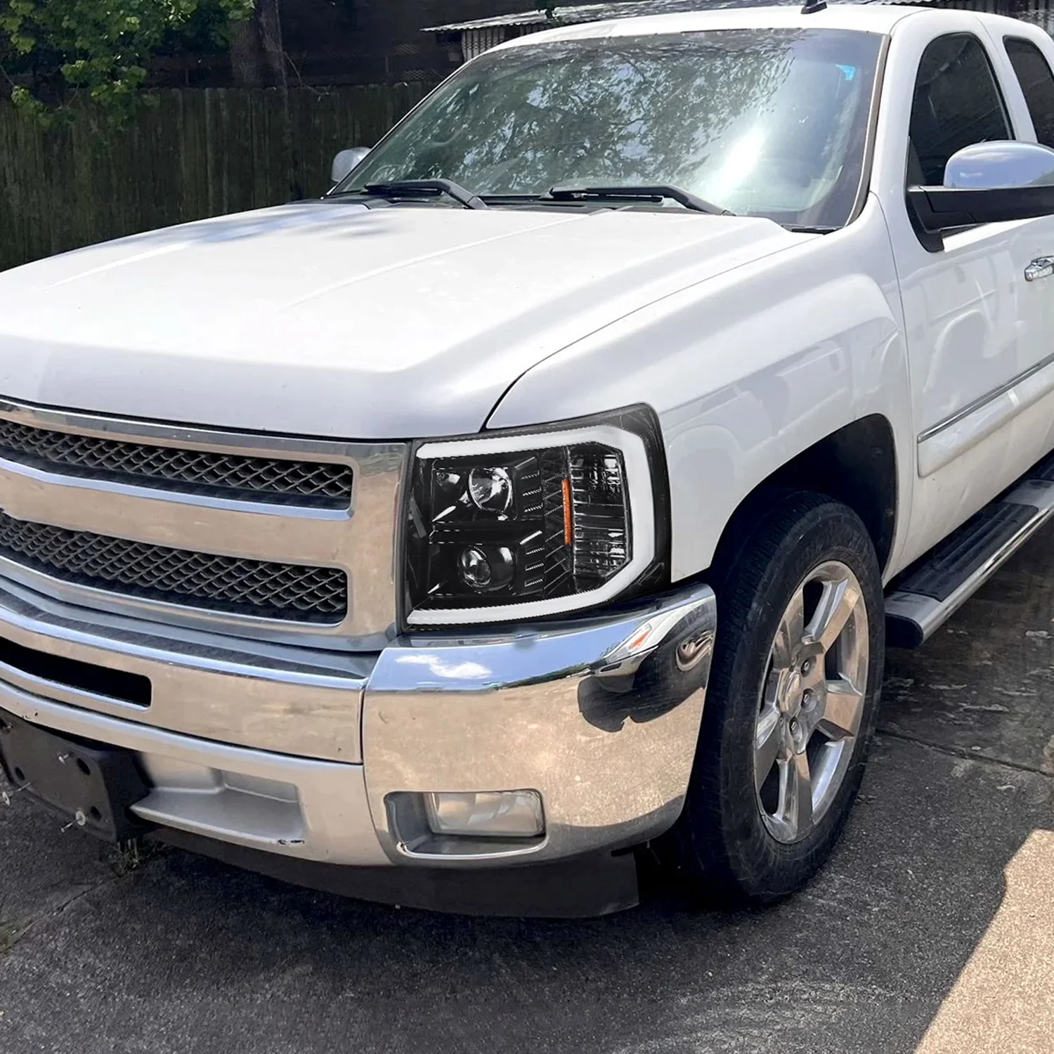 2007-2014 Chevy Silverado 1500/2500HD/3500HD LED C-Bar Headlights Black - Image 10