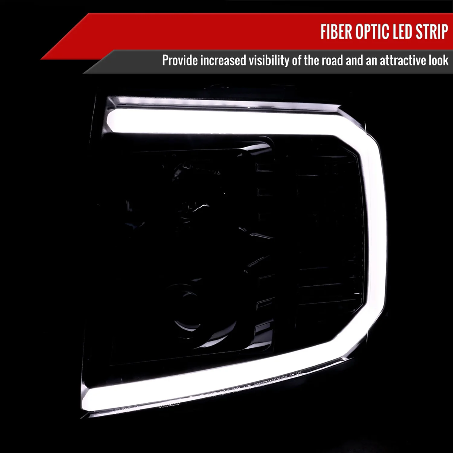 2007-2014 Chevy Silverado 1500/2500HD/3500HD LED C-Bar Headlights Black - Image 2