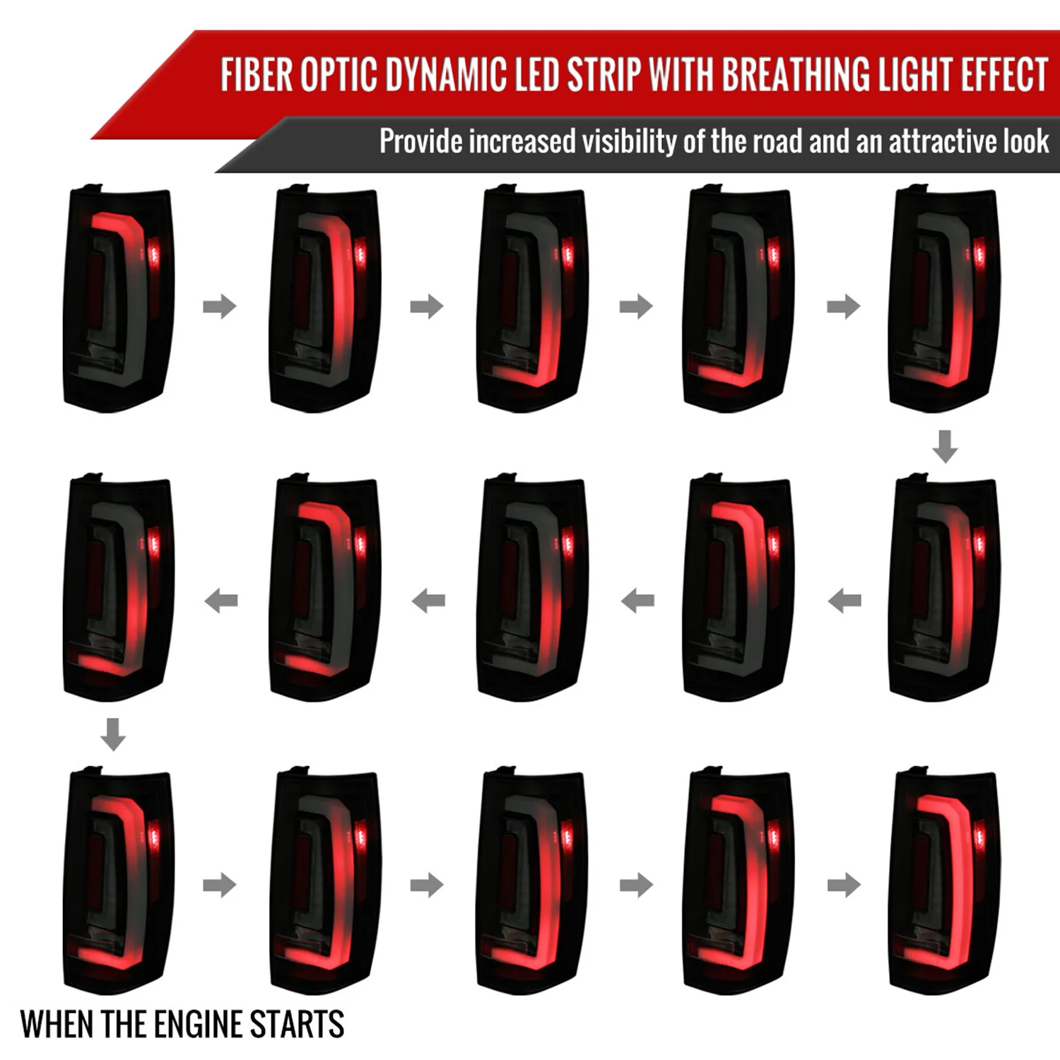 2007-2014 Chevy Tahoe/Suburban/Yukon/Denali LED Signal Tail Lights Matt Black - Image 3