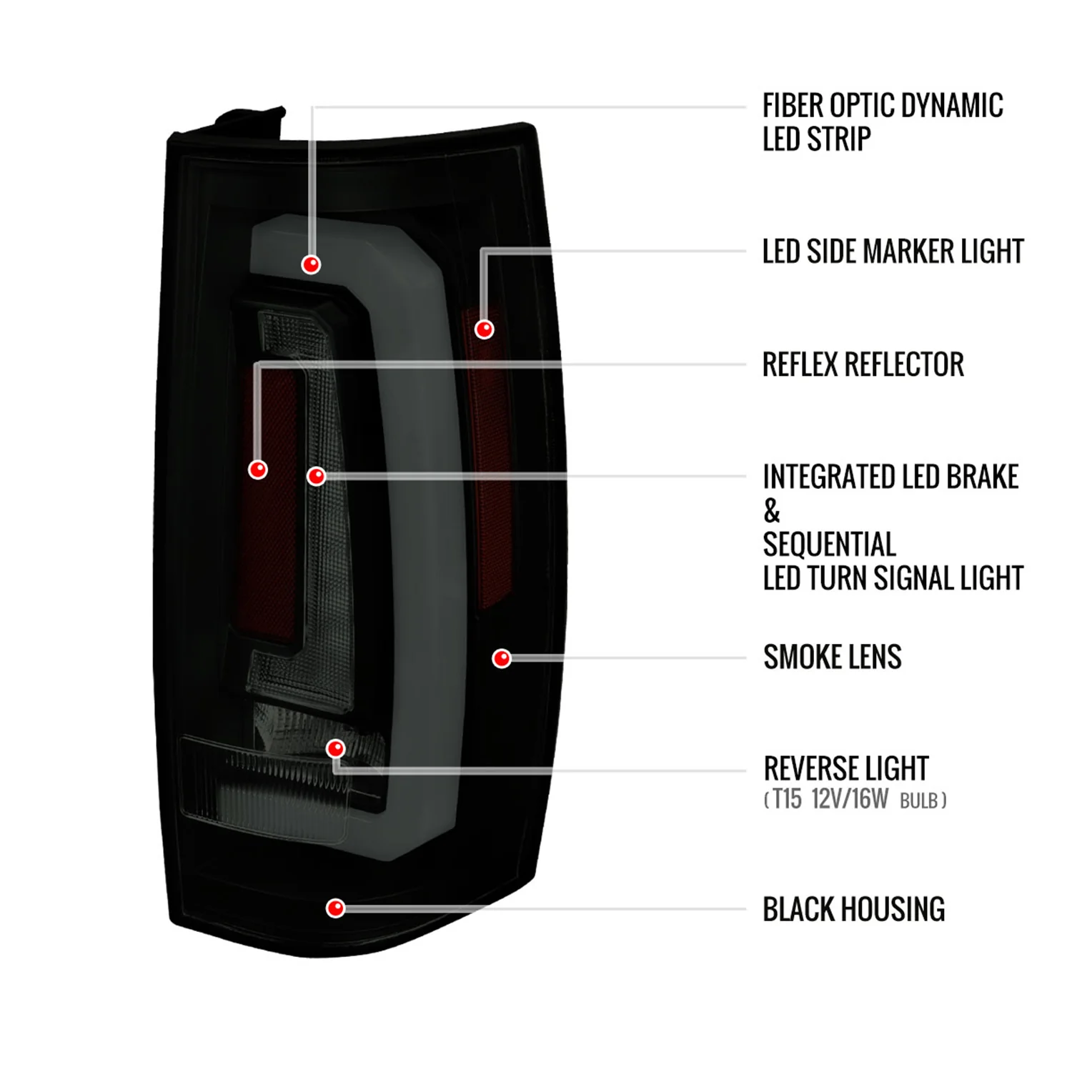 2007-2014 Chevy Tahoe/Suburban/Yukon/Denali LED Signal Tail Lights Matt Black - Image 9