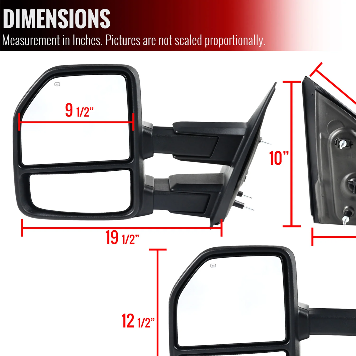 2007-2014 Ford F-150 Chrome Heated Towing Mirrors LED Turn & Puddle Lights - Image 8