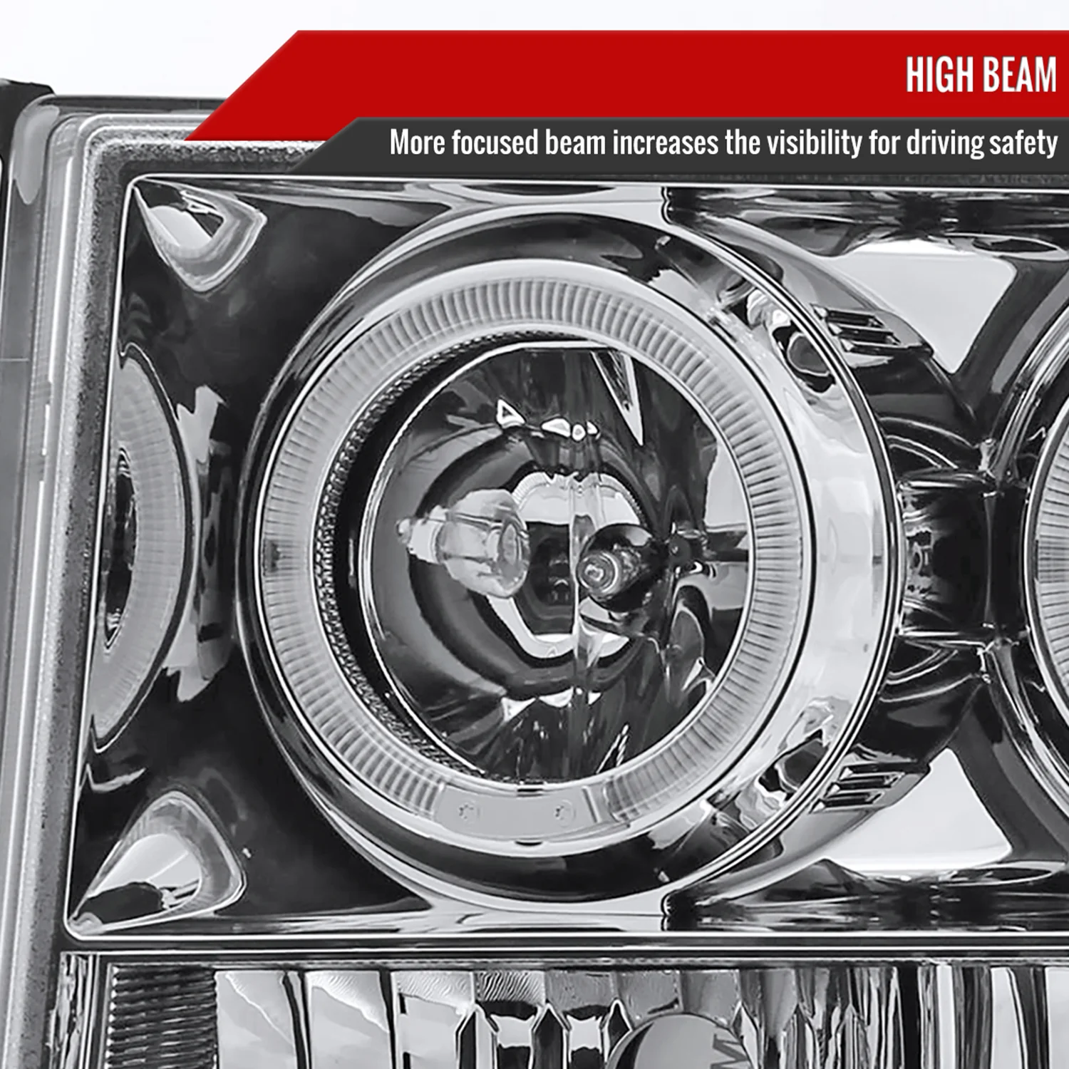 2007-2014 GMC Sierra Dual Halo Projector Headlights Chrome/Clear Lens - Image 4