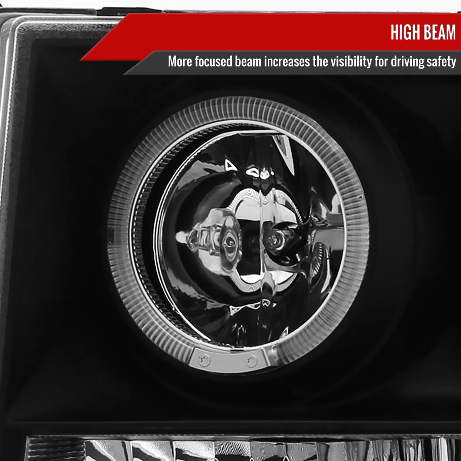 2007-2014 GMC Sierra SMD Dual Halo Projector Headlights Matte Black/Clear Lens - Image 4