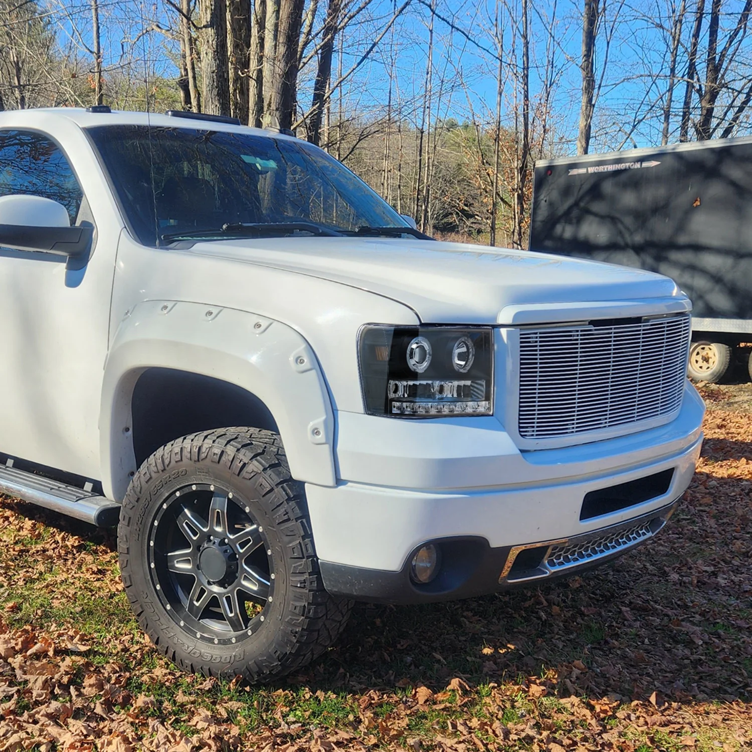 2007-2014 GMC Sierra SMD Dual Halo Projector Headlights Matte Black/Clear Lens - Image 9