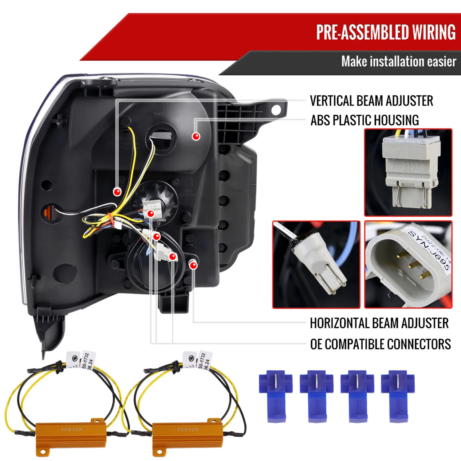 2007-2014 GMC Yukon/XL 1500/XL 2500 LED Signal Projector Headlights Chrome - Image 7