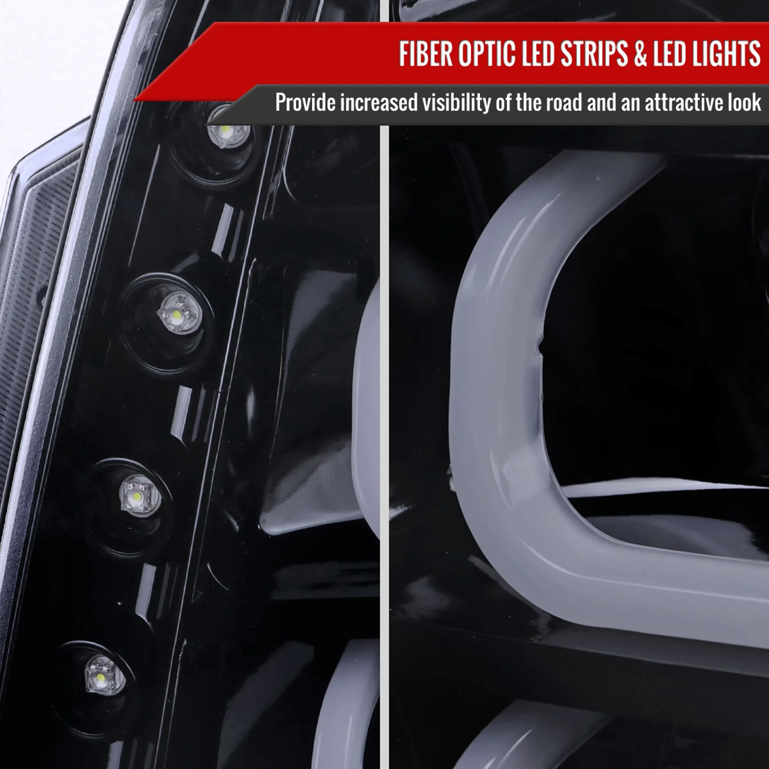 2007-2014 GMC Yukon/Yukon XL 1500/2500 LED U-Bar Headlights Black/Light Smoke - Image 5