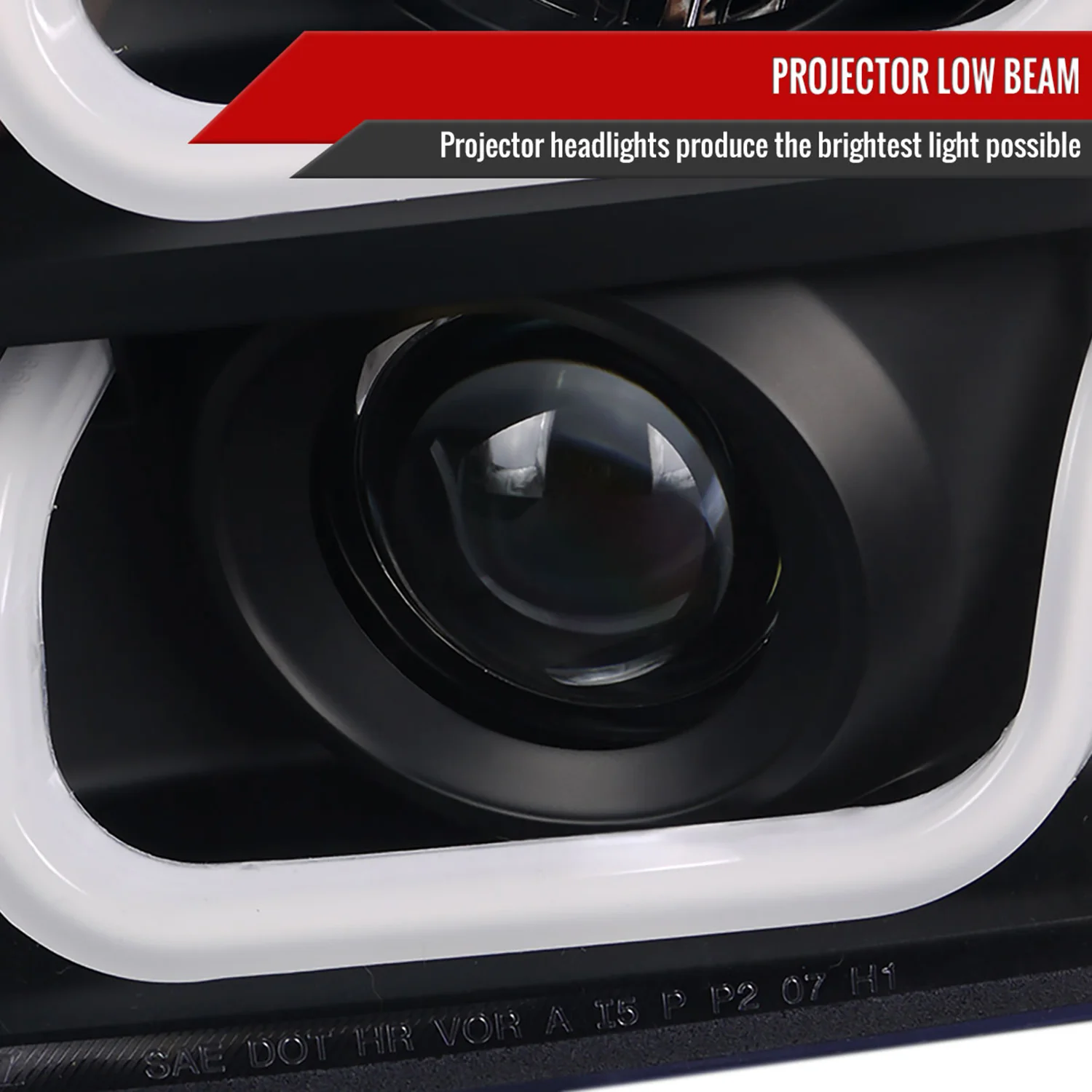 2007-2014 GMC Yukon/Yukon XL 1500/2500 LED U-Bar Projector Headlights Black - Image 3