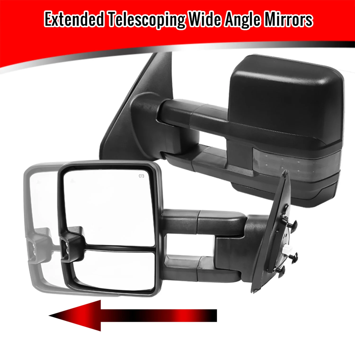 2007-2017 Toyota Tundra/ 08-2017 Sequoia Heated BSM Manual Towing Mirrors Smoke - Image 3