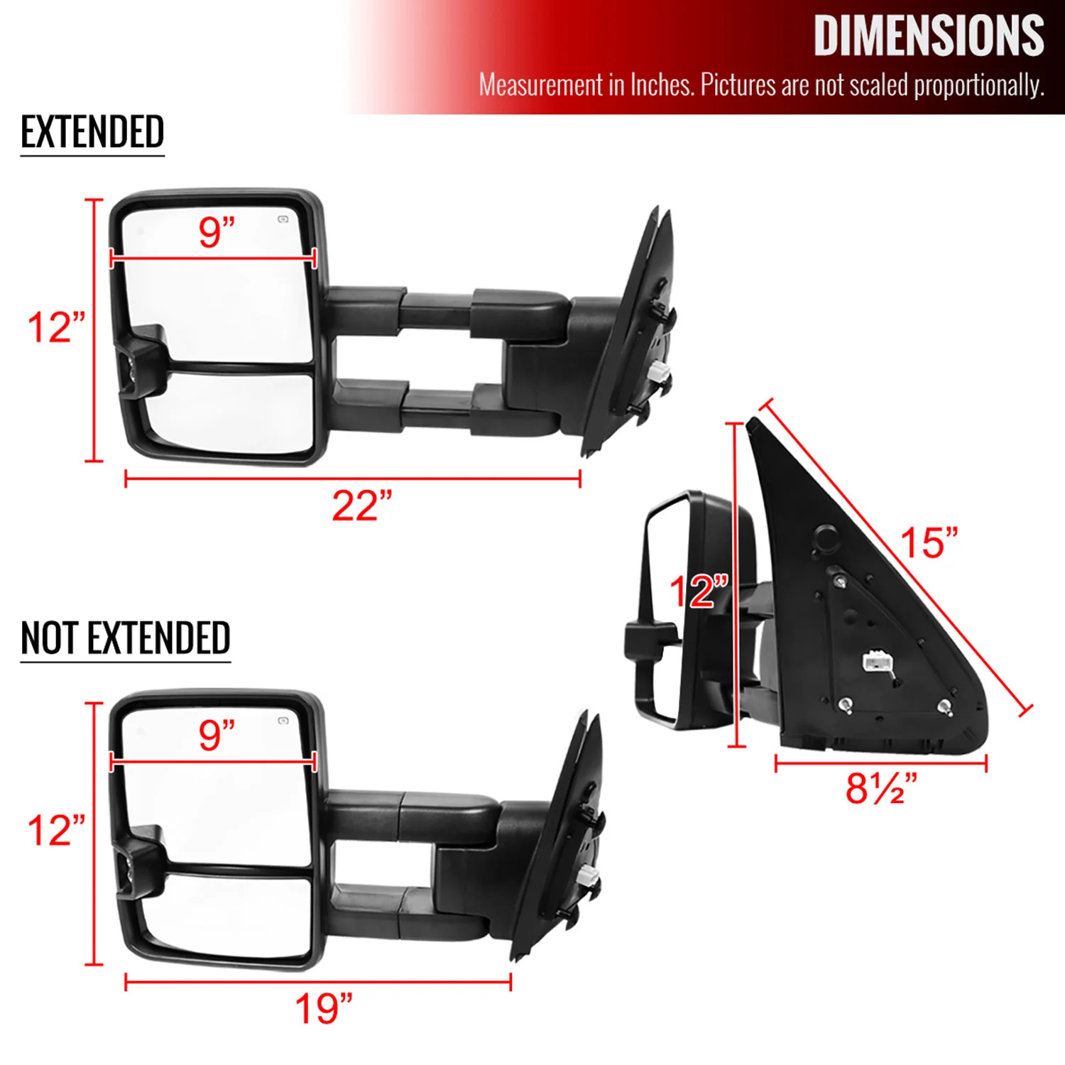 2007-2017 Toyota Tundra/ 08-2017 Sequoia Heated BSM Manual Towing Mirrors Smoke - Image 9