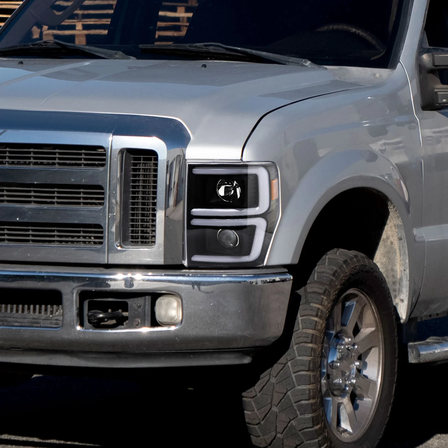 2008-2010 Ford F-250/350/450/550 LED Signal Bar Projector Headlights Black - Image 10