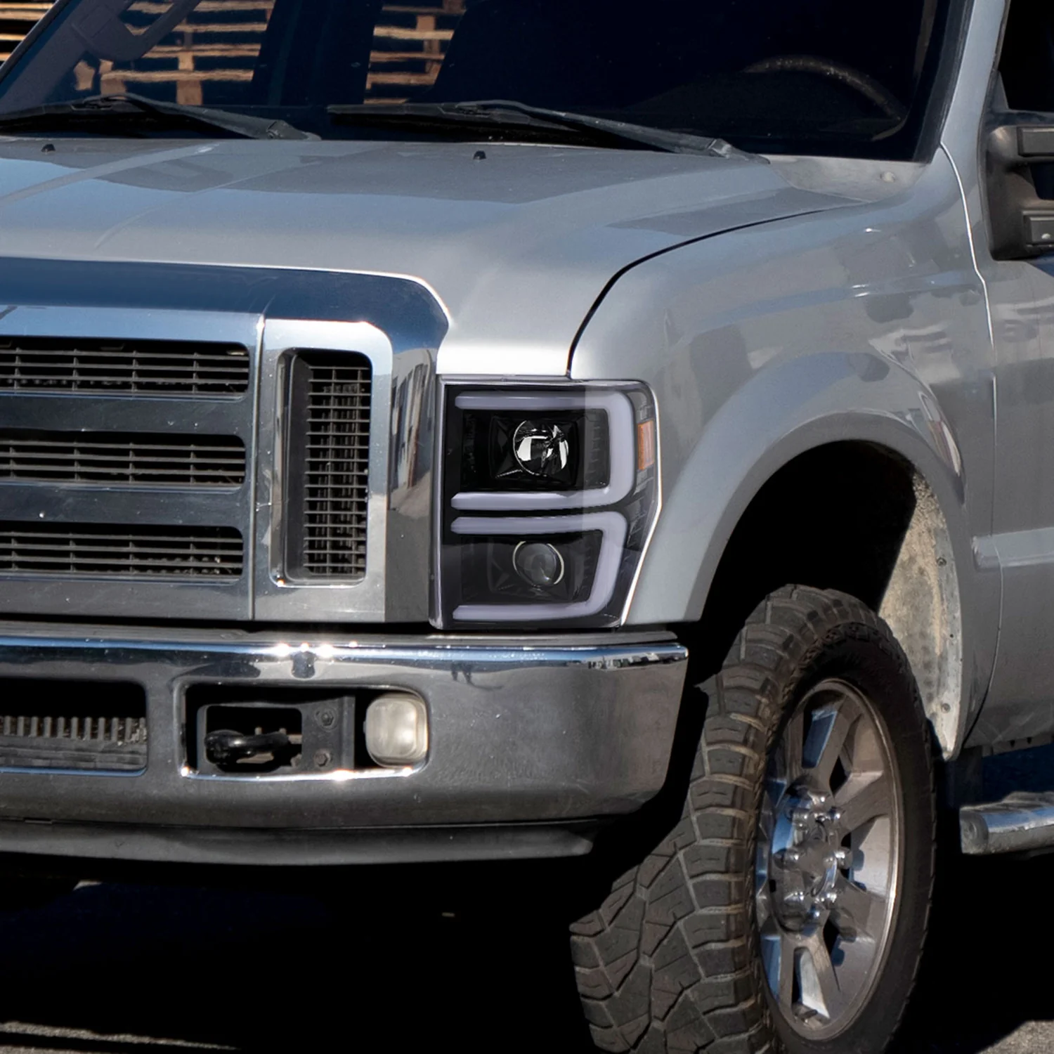 2008-2010 Ford F-250/350/450/550 LED Signal Bar Projector Headlights Jet Black - Image 10