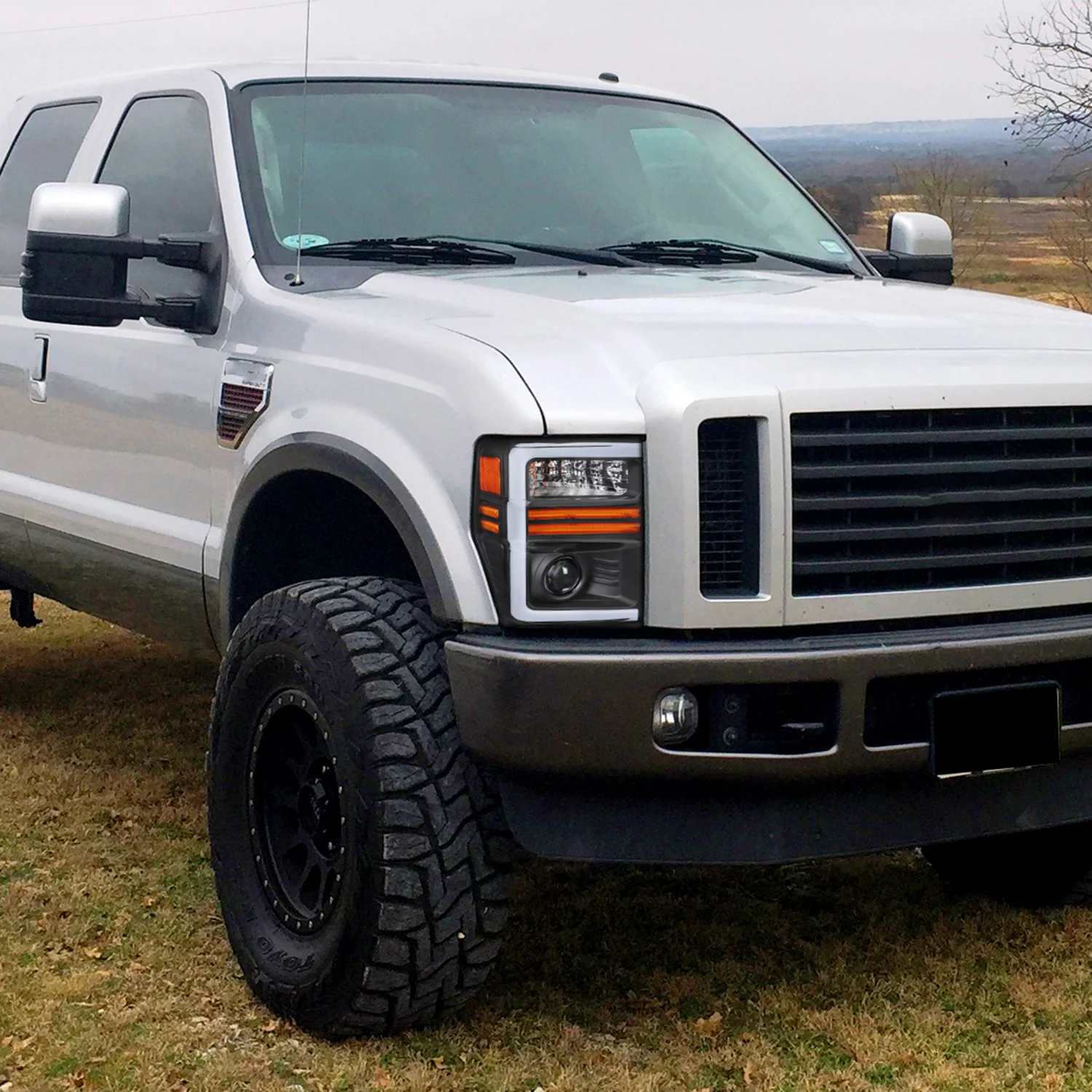 2008-2010 Ford F-250/350/450/550 Super Duty Headlights LED Signal Black - Image 10