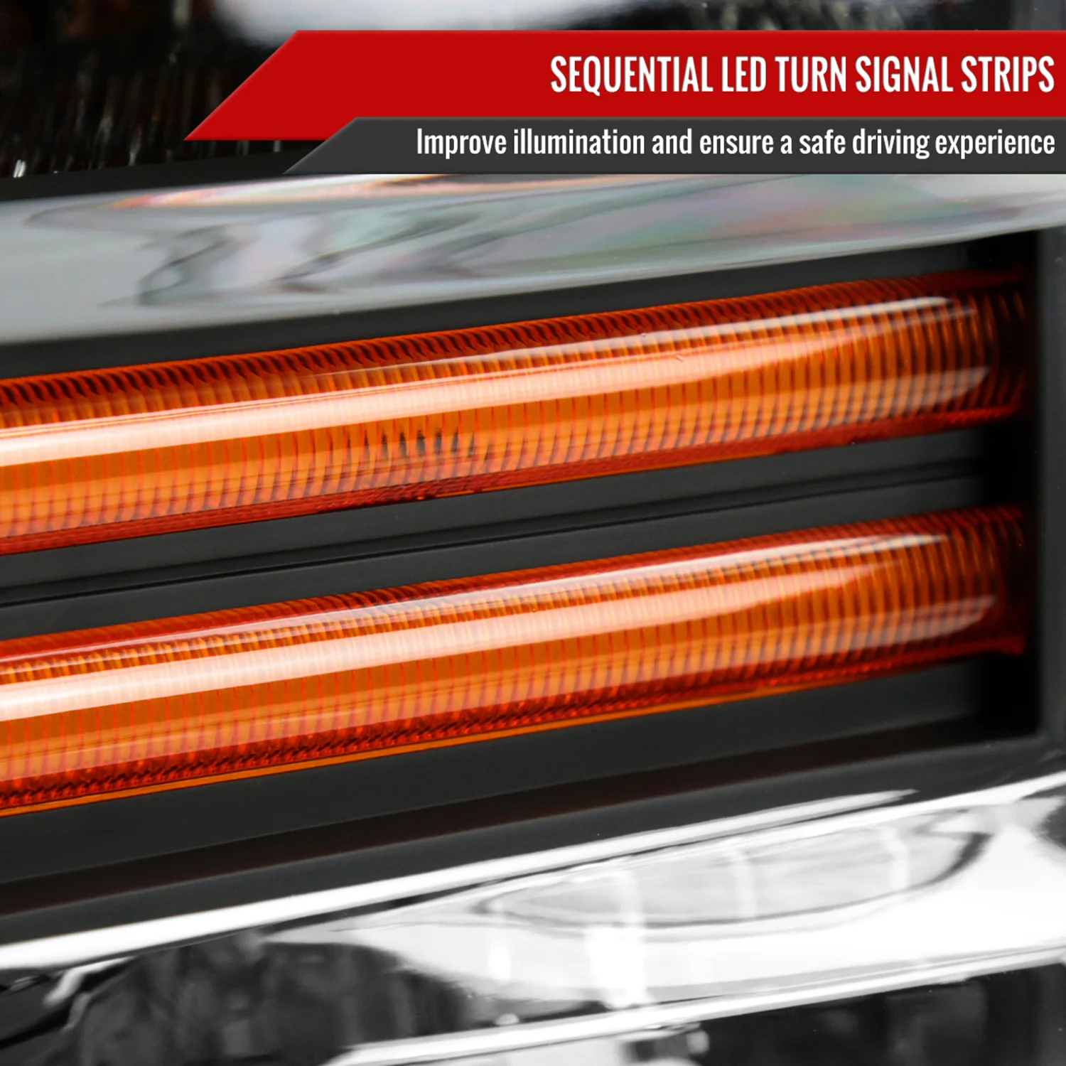 2008-2010 Ford F-250/350/450/550 SuperDuty Factory LED Signal Headlights Black - Image 4