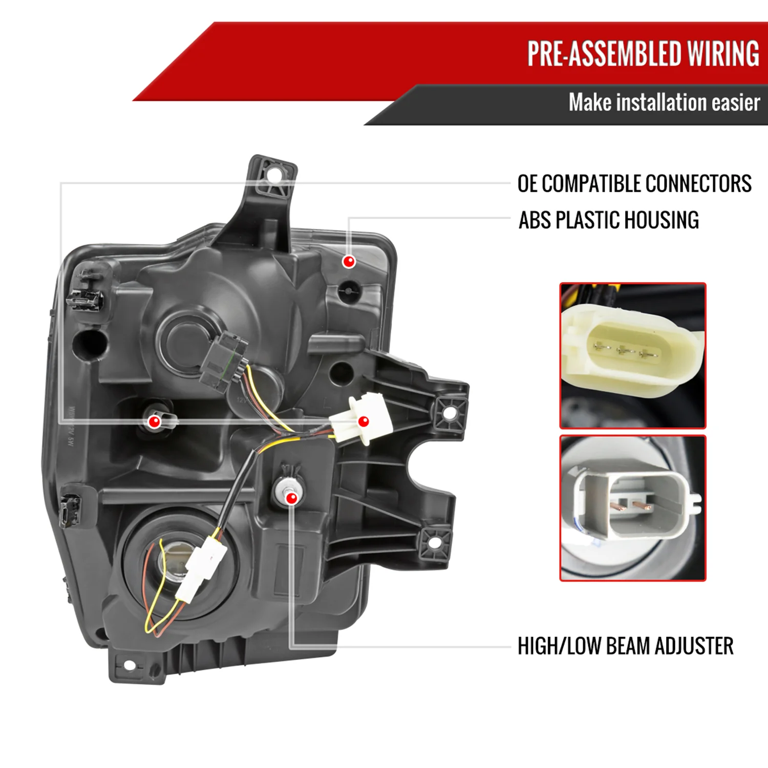 2008-2010 Ford F-250/350/450/550 SuperDuty Factory LED Signal Headlights Black - Image 6