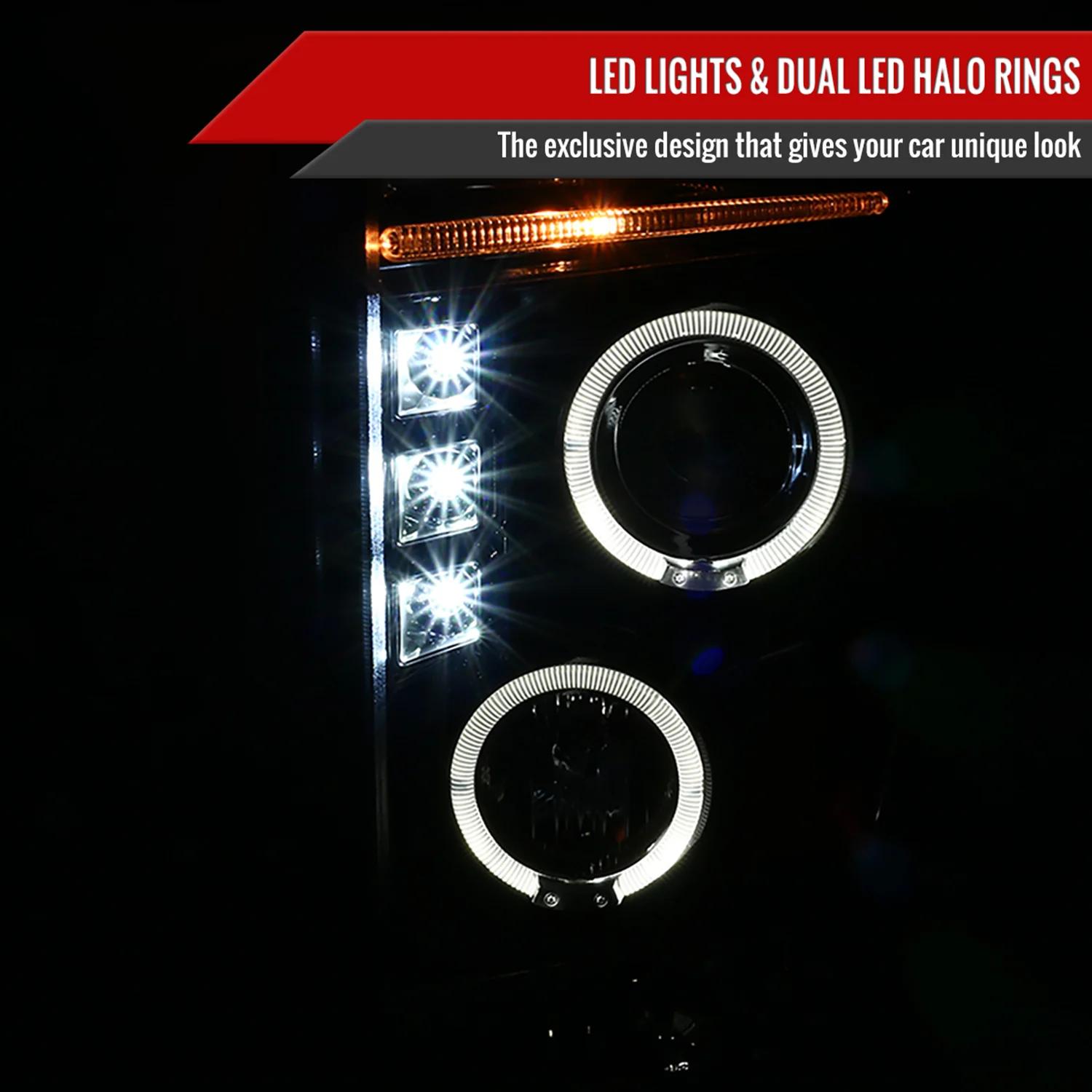 2008-2010 Ford F-250 F-350 F-450 Dual Halo Projector Headlights Black/Smoke - Image 2