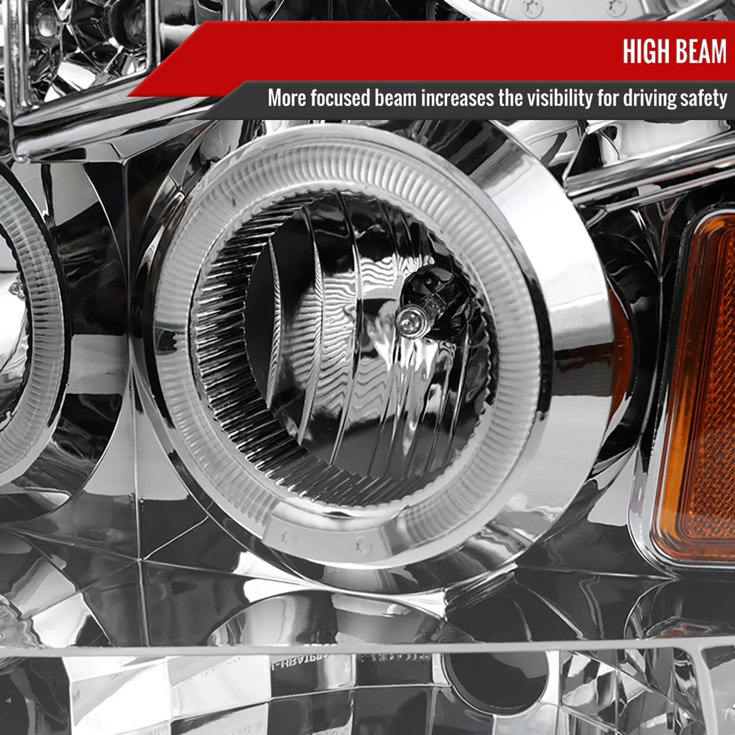 2008-2010 Ford F-250 F-350 F-450 Dual Halo Projector Headlights Chrome/Clear - Image 4