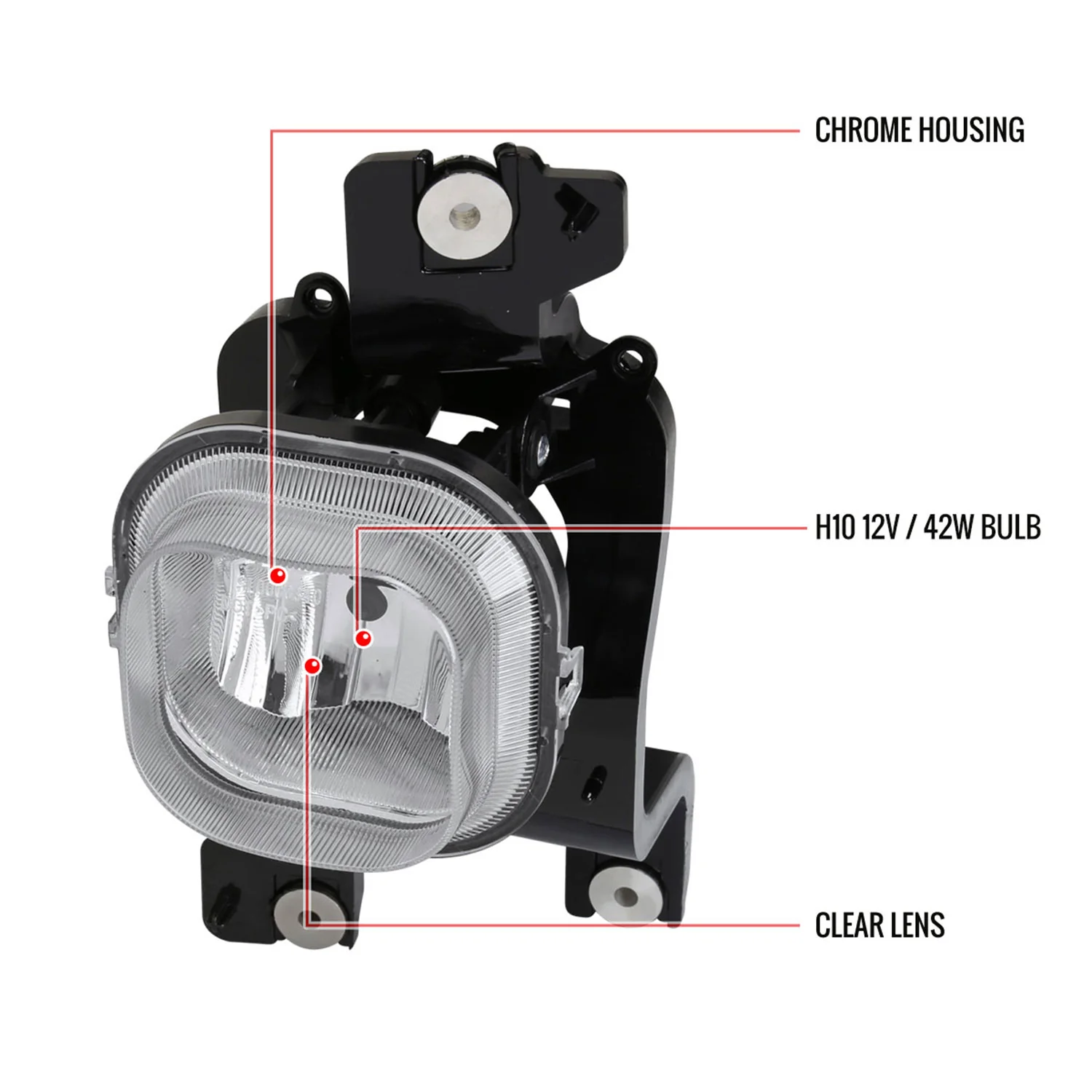 2008-2010 Ford F-250/F-350/F-450/F-550 Super Duty H10 Fog Lights Chrome/Clear - Image 9