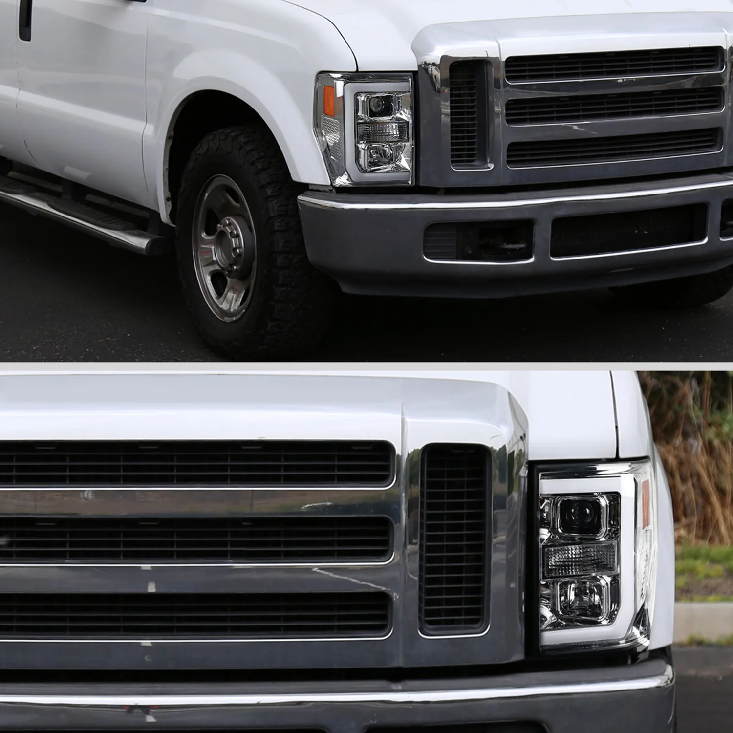 2008-2010 Ford F-250 F-350 F-450 LED C-Bar Projector Headlight Chrome/Clear - Image 10