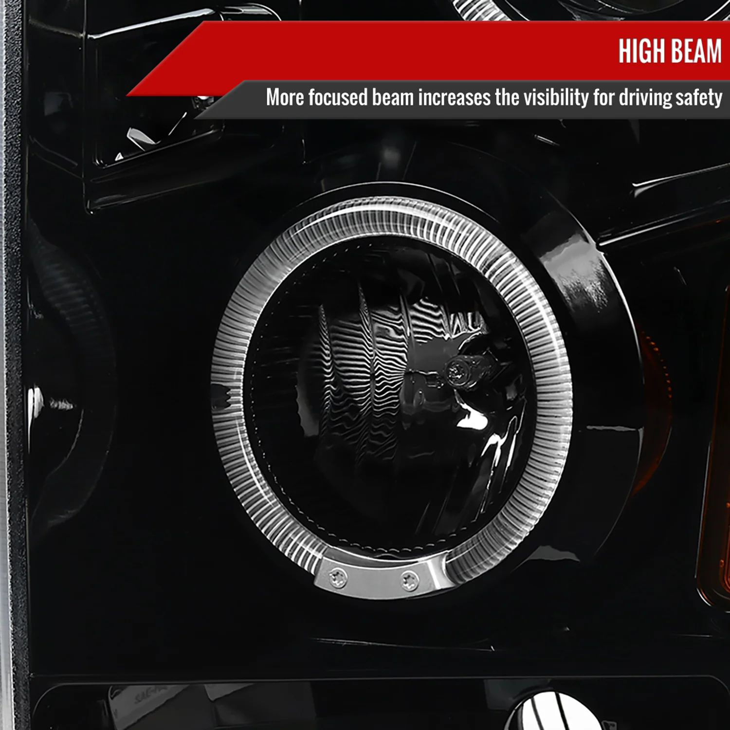 2008-2010 Ford F-250 F-350 F-450 SMD Dual Halo Projector Headlights Jet Black - Image 4