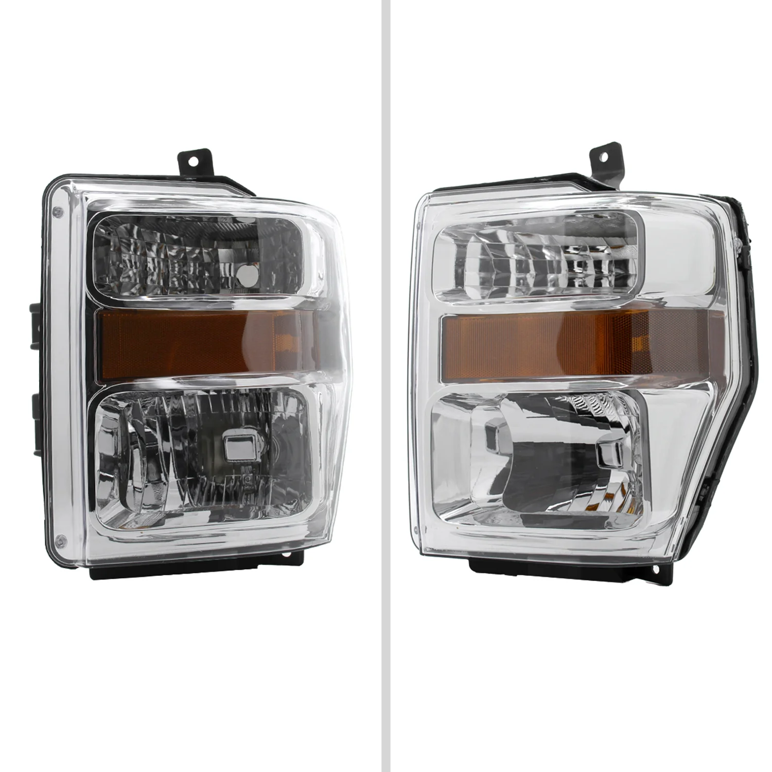 2008-2010 Ford F-250/F-350/F-450 Super Duty Factory Headlights Amber / Chrome - Image 2