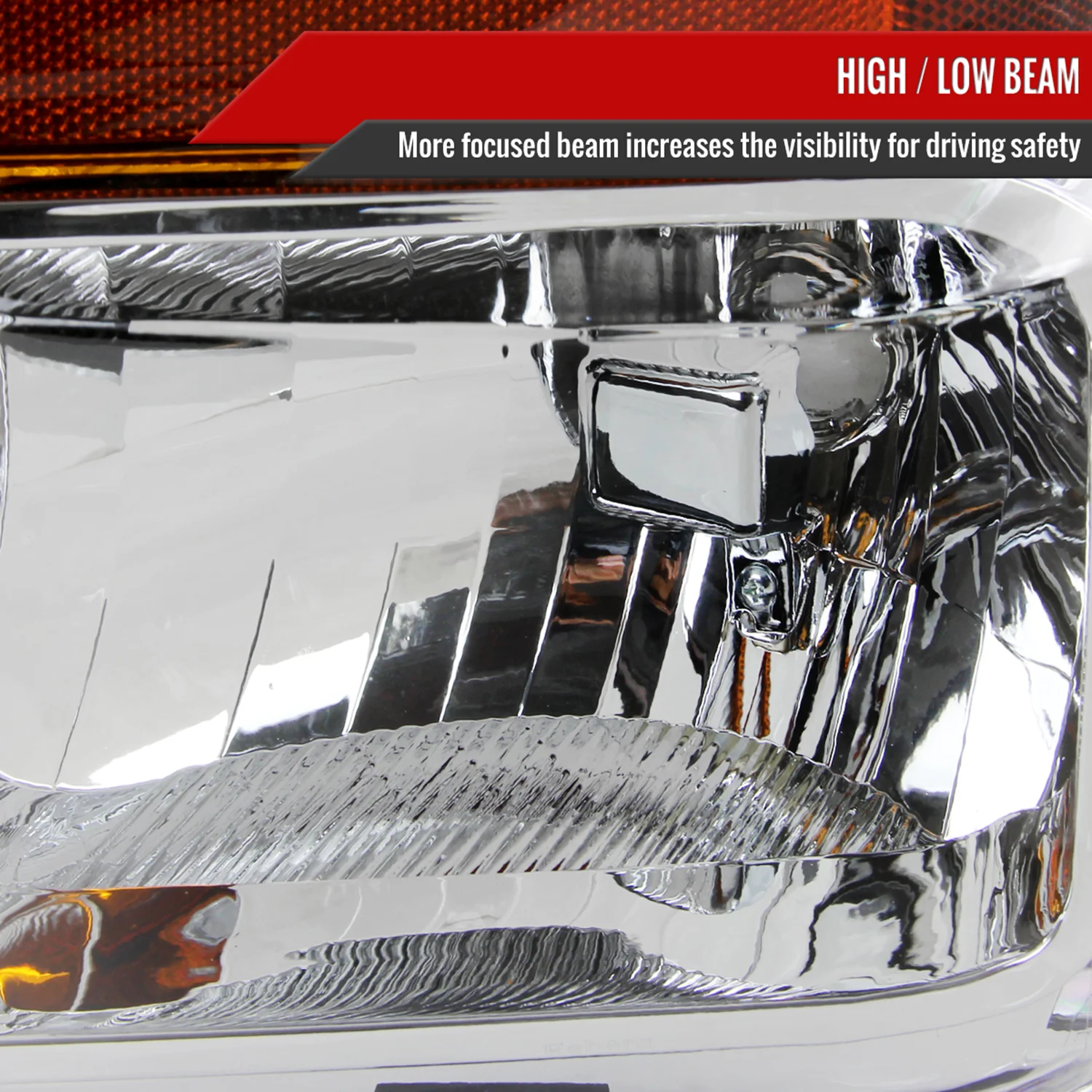 2008-2010 Ford F-250/F-350/F-450 Super Duty Factory Headlights Amber / Chrome - Image 3