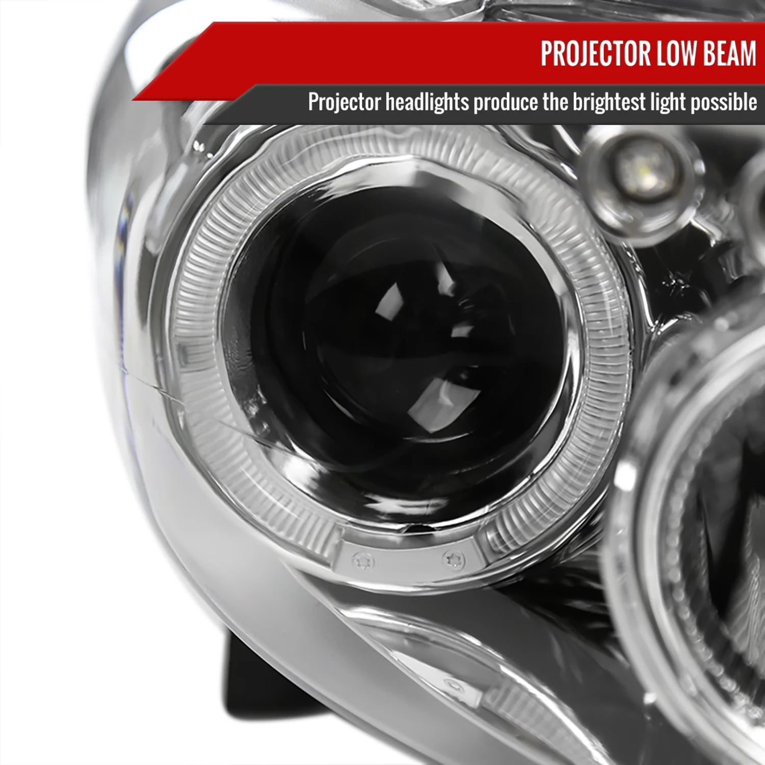2008-2010 Scion xB Single Halo Projector Headlights Chrome/Clear Lens - Image 3