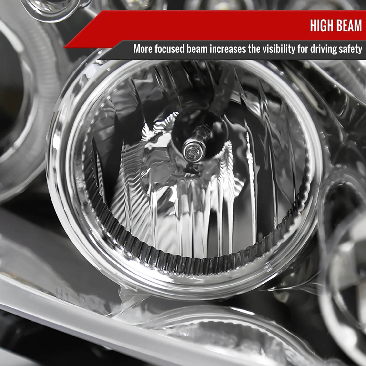2008-2010 Scion xB Single Halo Projector Headlights Chrome/Clear Lens - Image 4