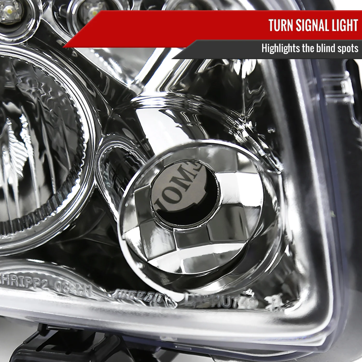 2008-2010 Scion xB Single Halo Projector Headlights Chrome/Clear Lens - Image 5