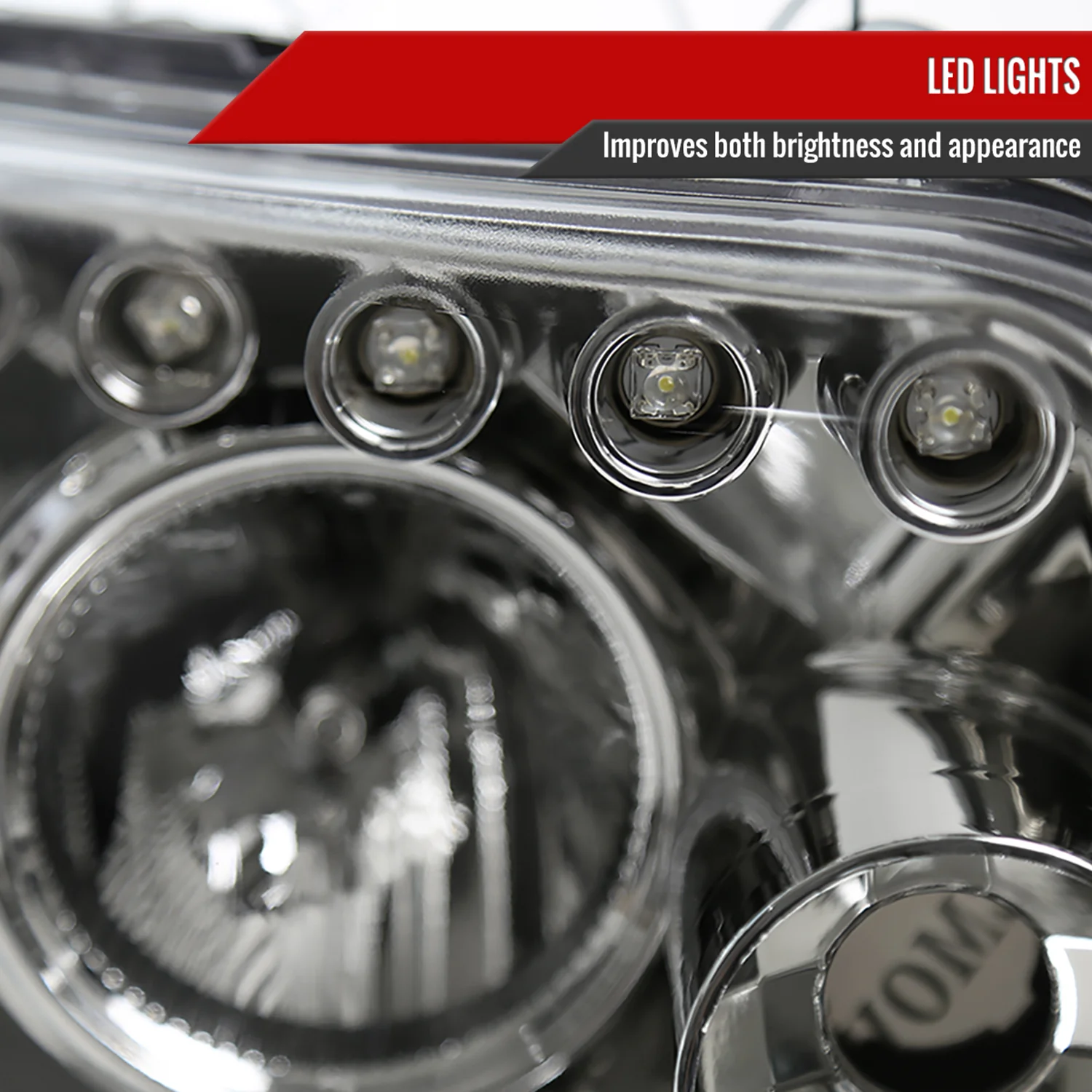 2008-2010 Scion xB Single Halo Projector Headlights Chrome/Clear Lens - Image 6