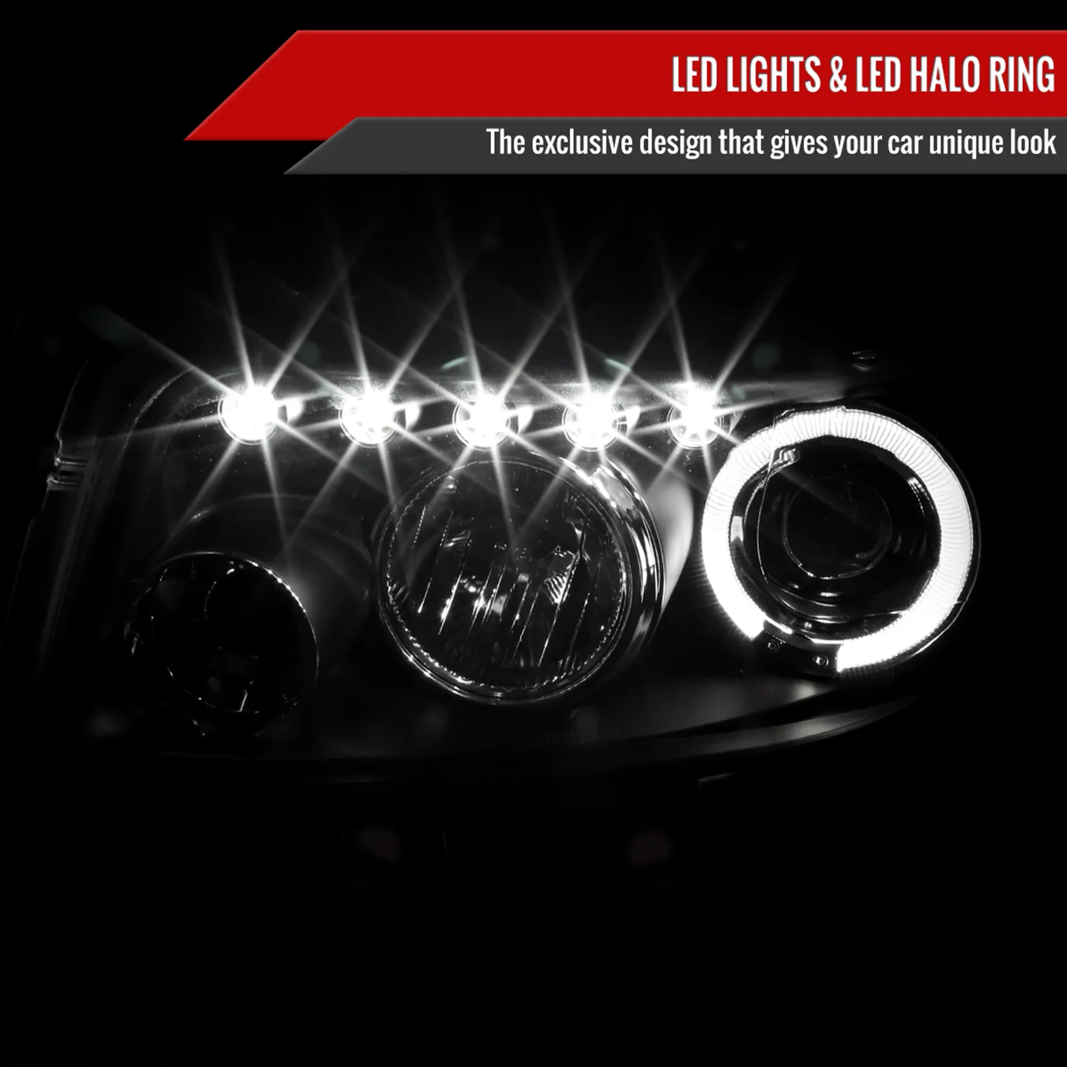 2008-2010 Scion xB Single Halo Projector Headlights Matte Black/Clear Lens - Image 2