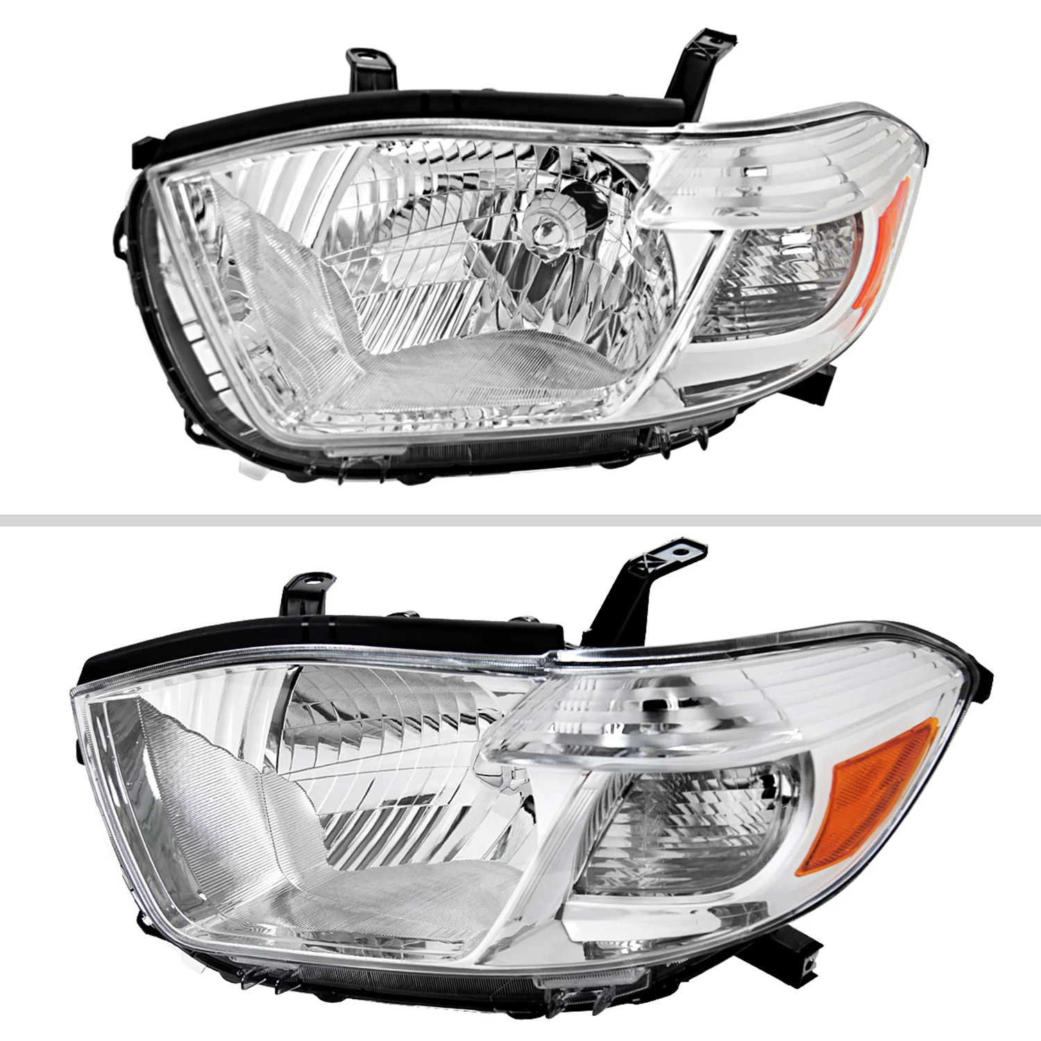 2008-2010 Toyota Highlander Factory Halogen Headlights Chrome/Clear - Image 2