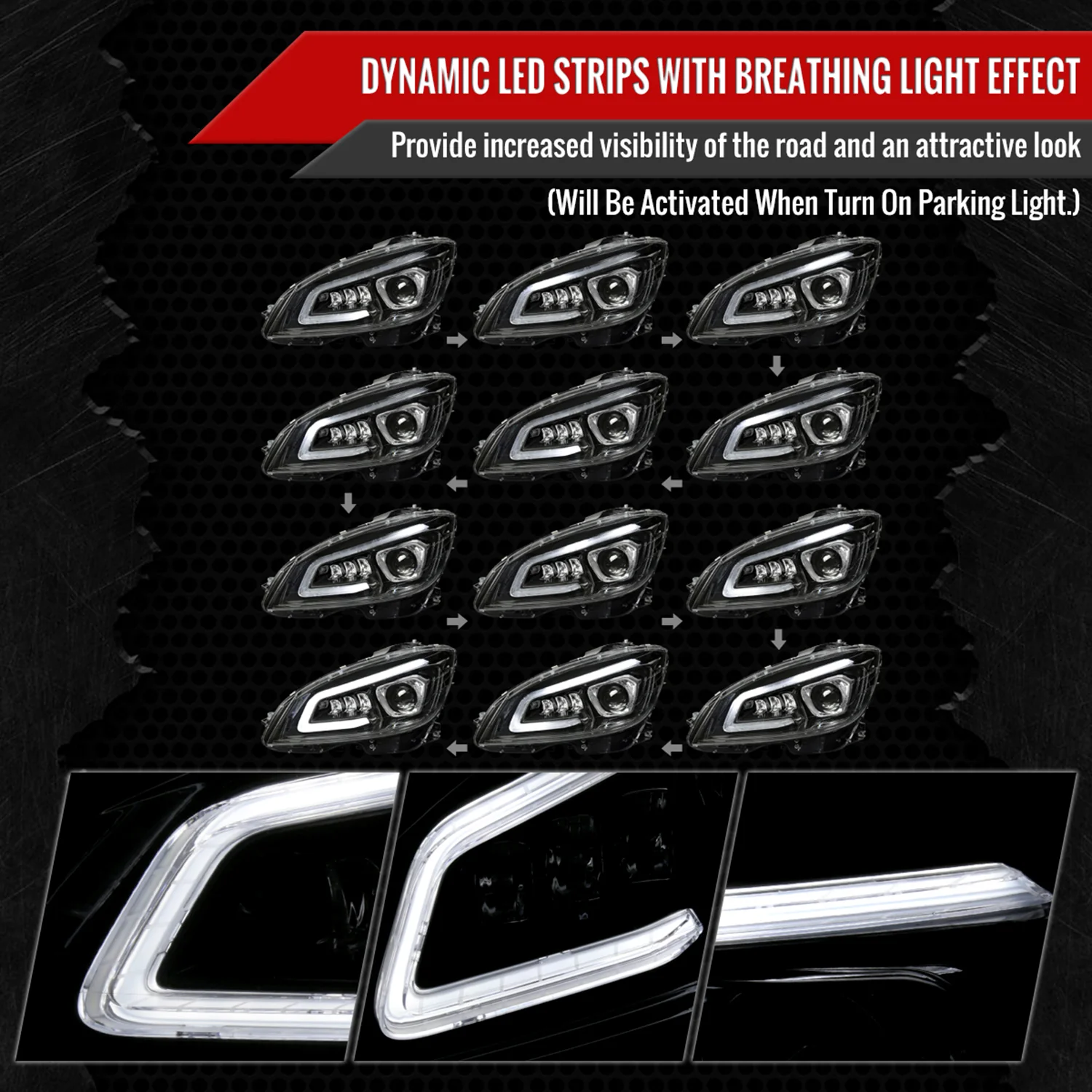 2008-2011 Mercedes Benz W204 C-Class Full LED Projector Headlights Black - Image 3