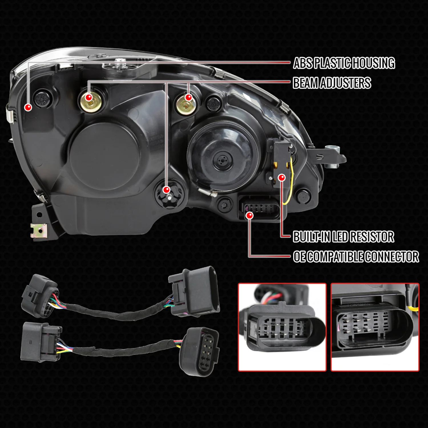 2008-2011 Mercedes Benz W204 C-Class Full LED Projector Headlights Black - Image 7