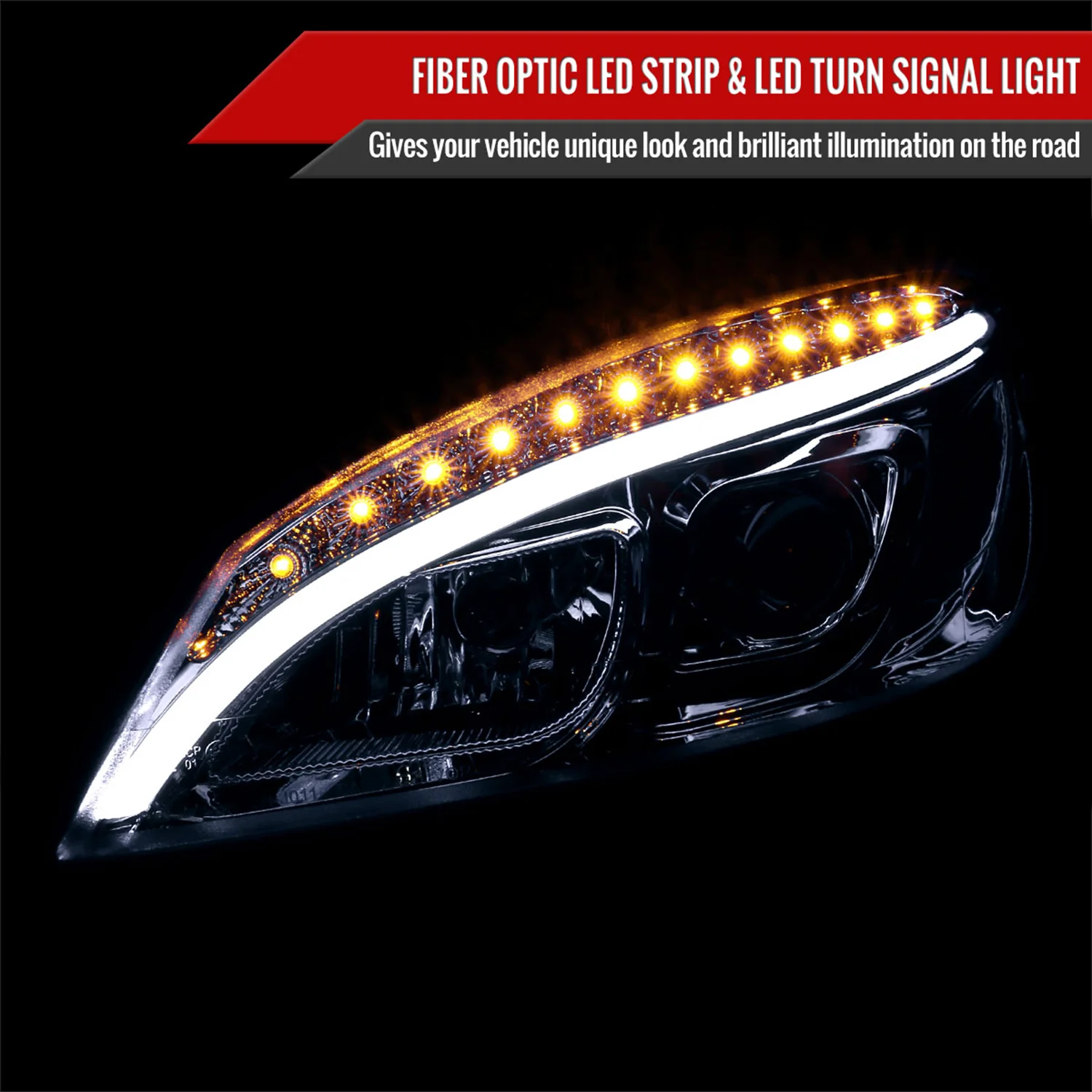 2008-2011 Mercedes W204 C Class Headlights LED Light Bar&LED Signal Chrome - Image 2