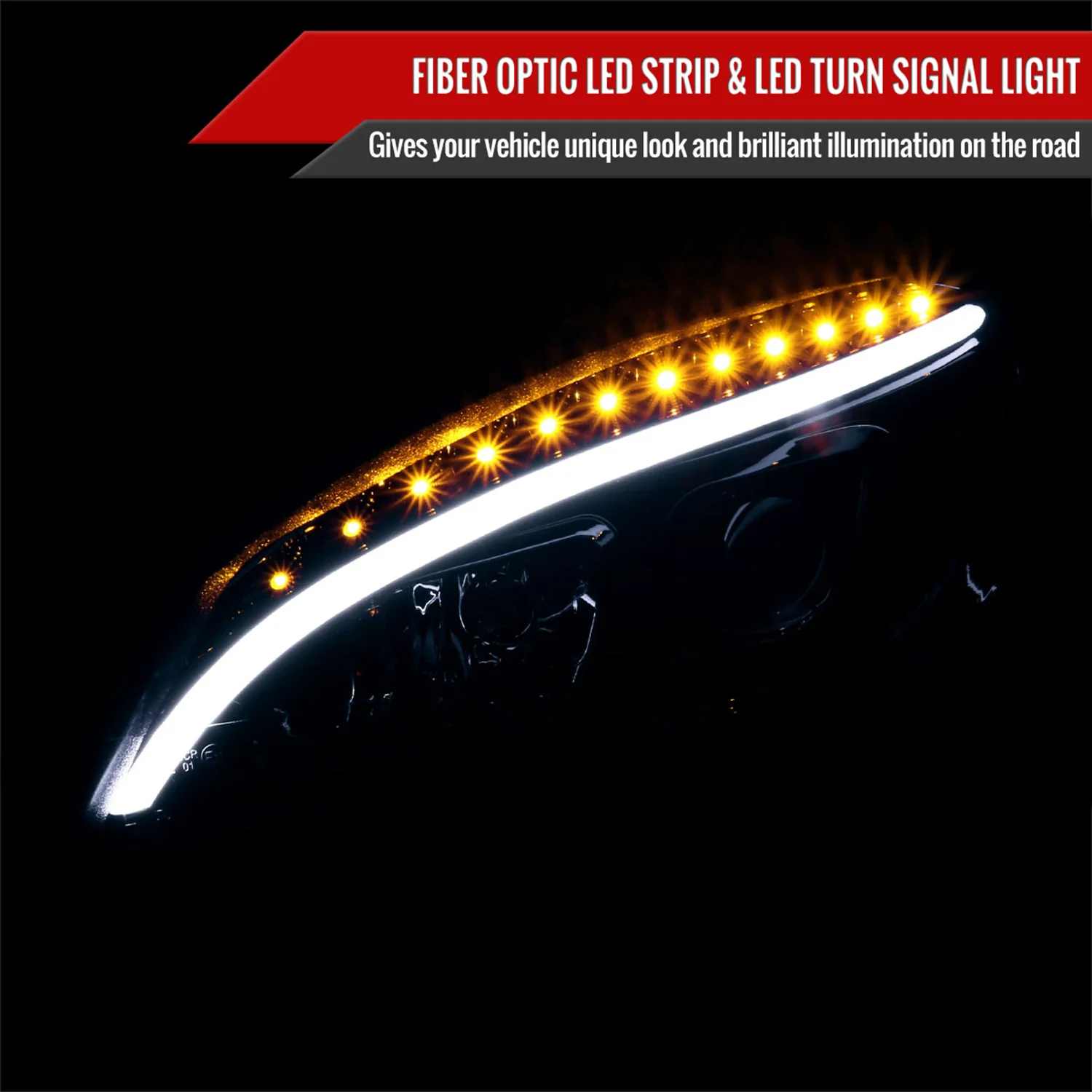 2008-2011 Mercedes W204 C Class Headlights LED Light Bar&LED Signal Smoked - Image 2