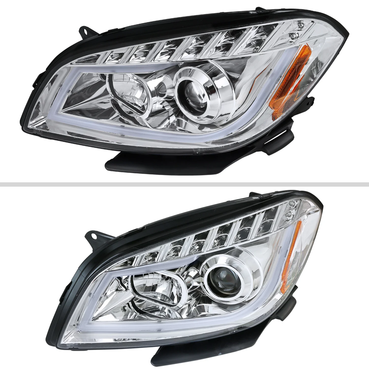 2008-2012 Chevy Malibu LS LT LTZ Hybrid LED Bar Headlights LED Signal Chrome - Image 2