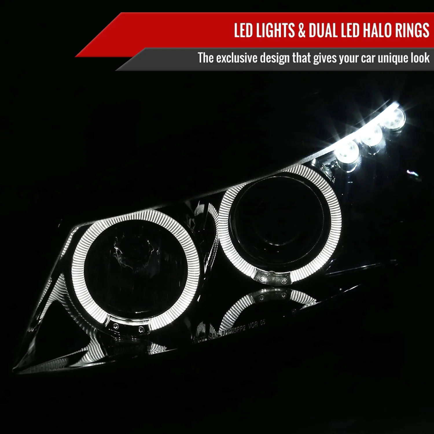 2008-2012 Honda Accord Coupe Dual Halo Projector Headlights Glossy Black/Smoke - Image 2