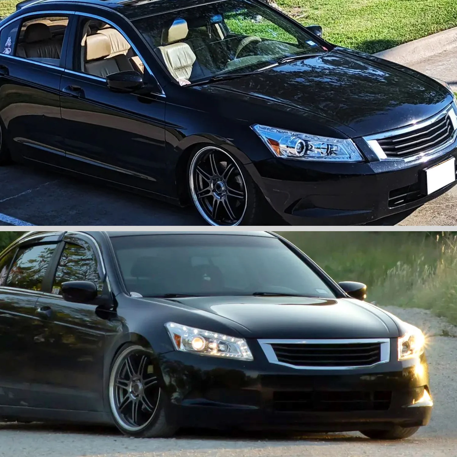 2008-2012 Honda Accord Sedan Single Halo Headlights LED Light& Signal Chrome - Image 10