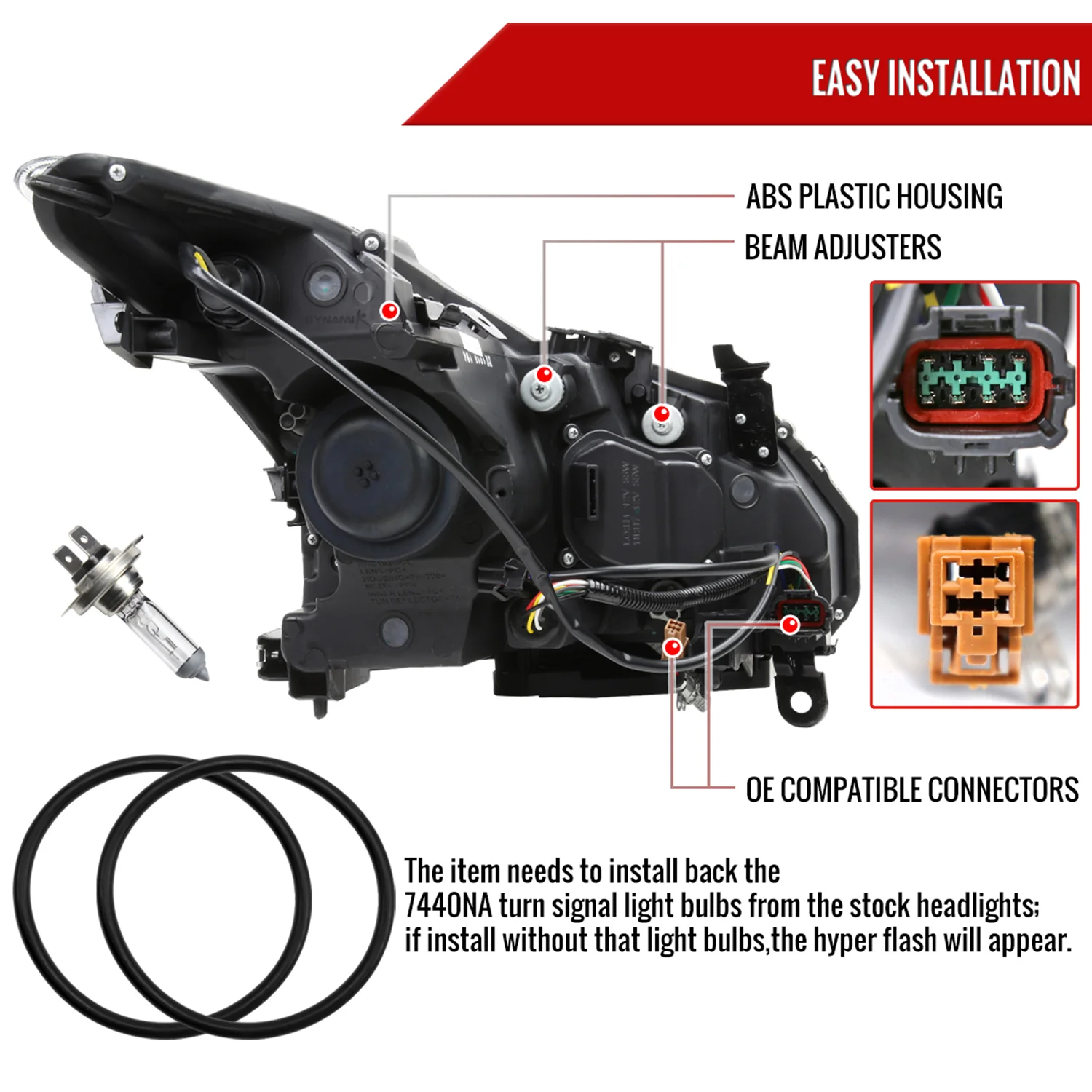 2008-2013 Infiniti G37/14-2015 Q60 Coupe/Convertible LED Signal Headlights Black - Image 7