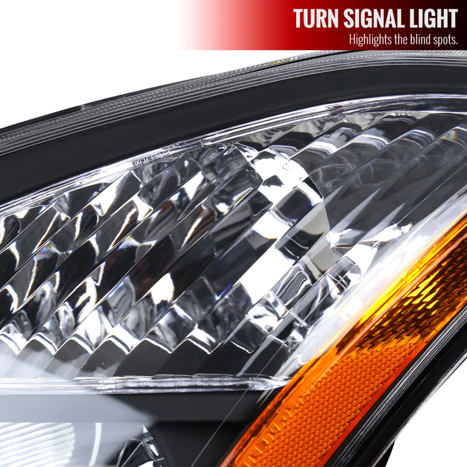2008-2013 Nissan Rogue/Rogue Select Factory Headlights Amber Reflectors Black - Image 4