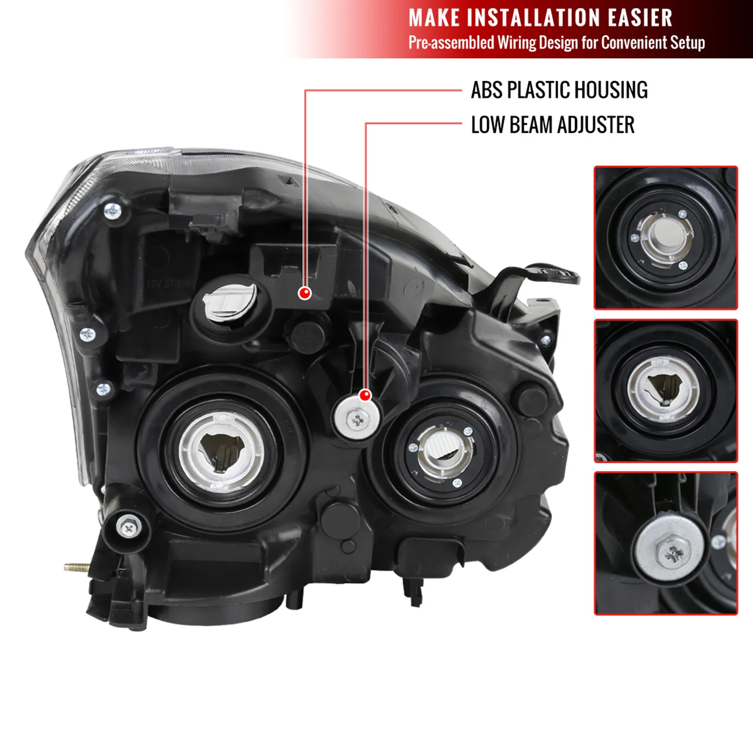 2008-2013 Nissan Rogue/Rogue Select Factory Headlights Amber Reflectors Black - Image 8