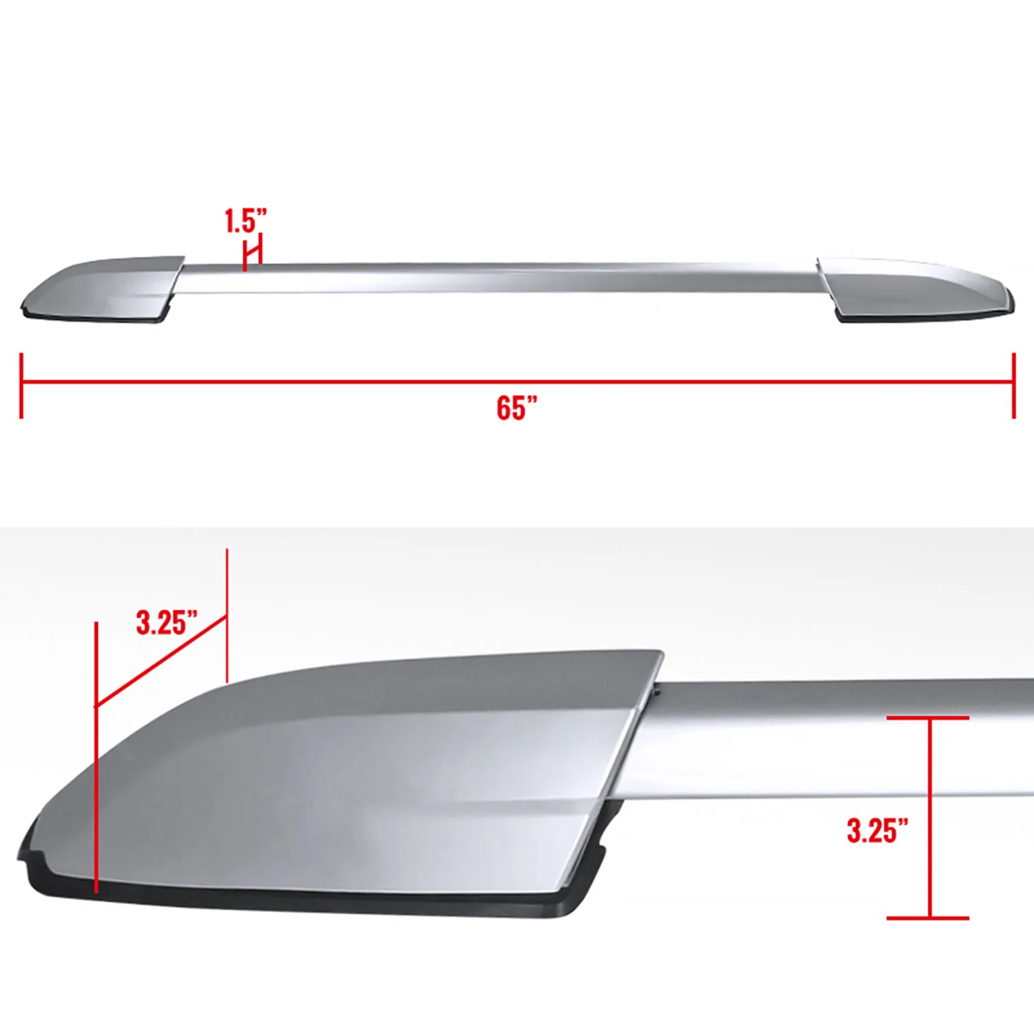 2008-2013 Toyota Highlander Chrome Powder Coated Alu Roof Rack Cross Bars - Image 2
