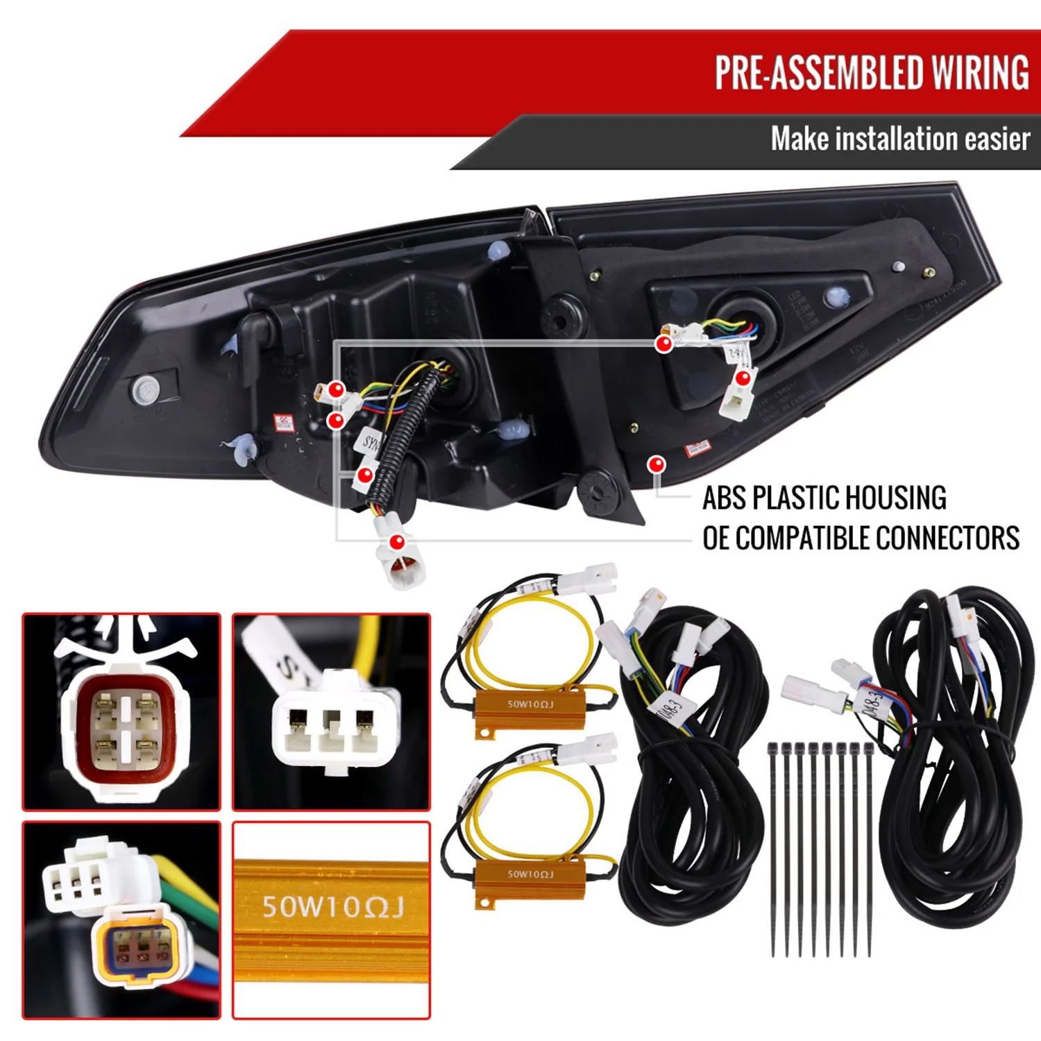 2008-2014 Subaru Impreza WRX Hatchback LED Red Tube Tail Lights Matt Black - Image 7
