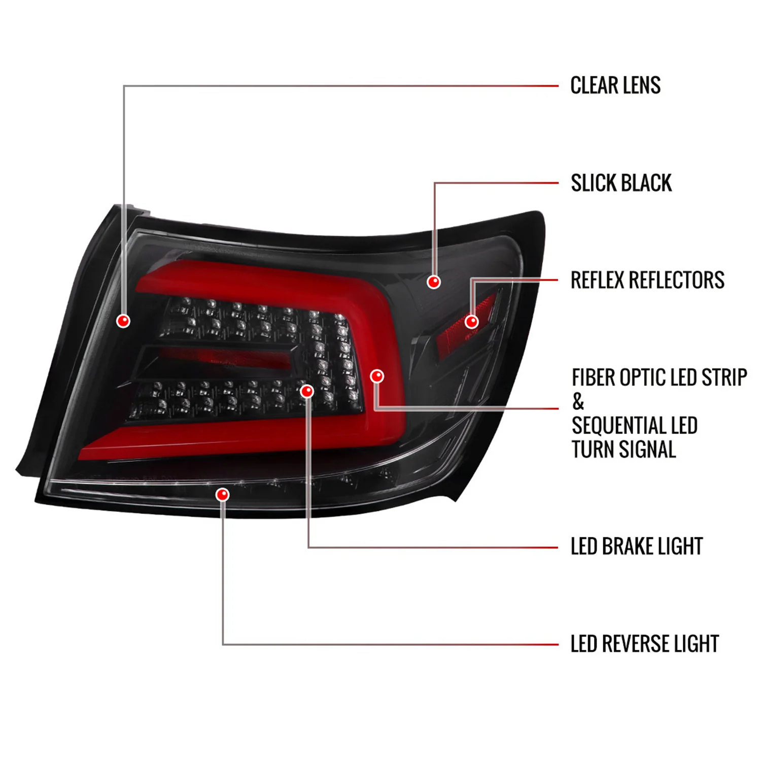 2008-2014 Subaru Impreza WRX/STI LED Turn Signal Tail lights Jet Black/Clear - Image 8