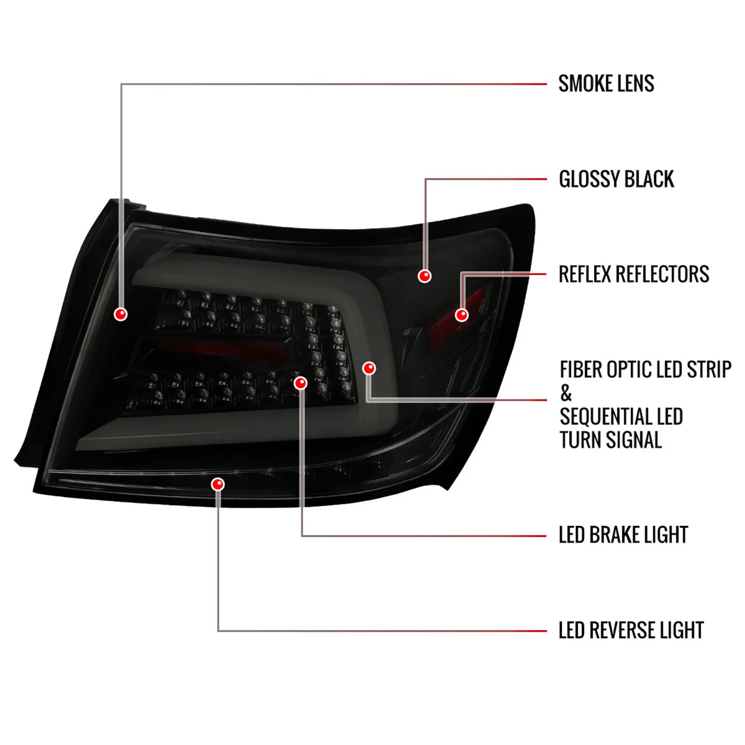 2008-2014 Subraru Impreza WRX/STI LED Turn Signal Tail Lights Glossy Black - Image 8