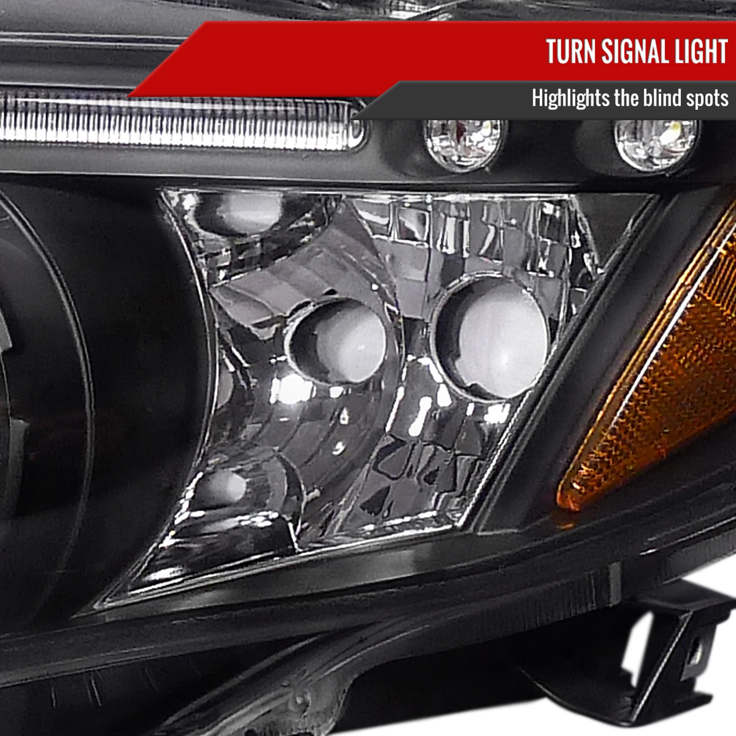 2009-2010 Toyota Corolla Dual Halo Projector Headlights Matte Black/Clear Lens - Image 6