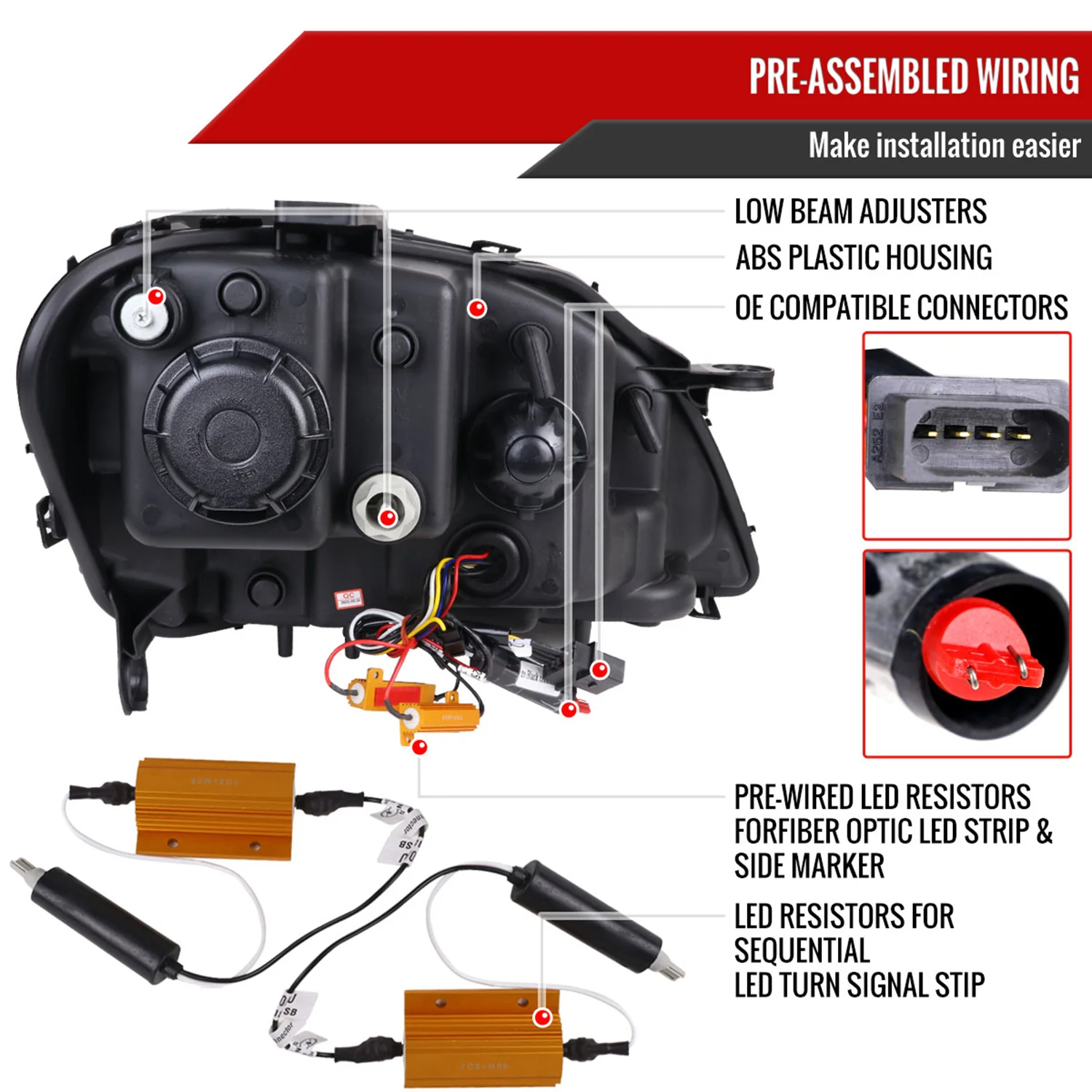 2009-2011 Mercedes Benz W164 ML-Class LED Sequetial Signal Headlights Smoke - Image 7
