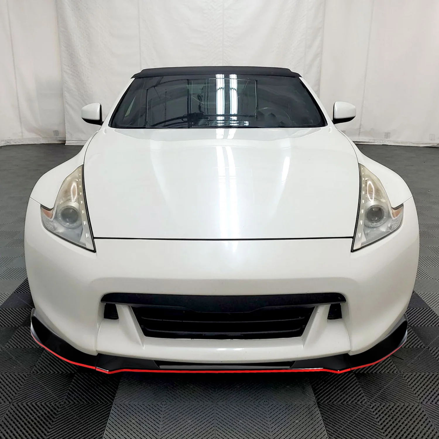 2009-2012 Nissan 370Z Glossy Black/Red Trim 3PC Front Bumper Lip Splitter Kit - Image 9
